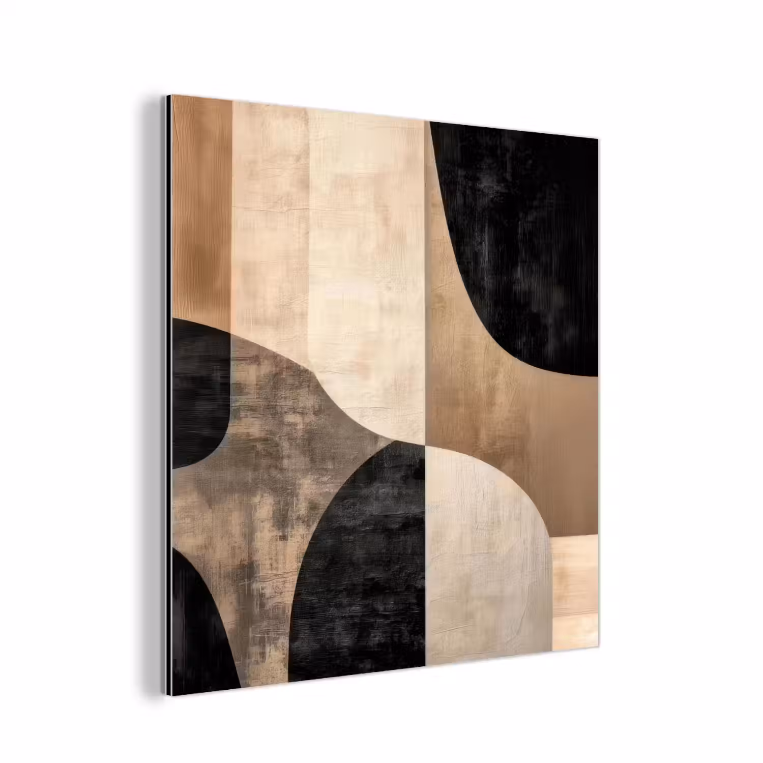 Abstract - Vlakken - Zwart - Rond aluminium wit klein -3d