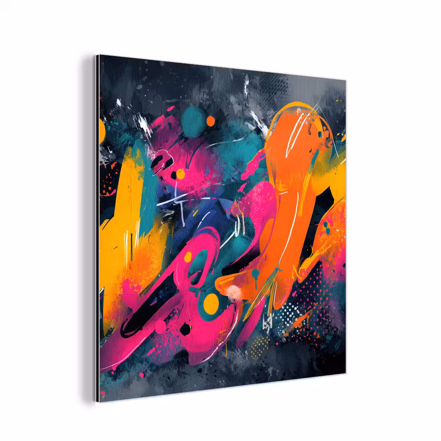 Abstract - Graffiti - Kleurrijk - Verfspatten aluminium wit klein -3d