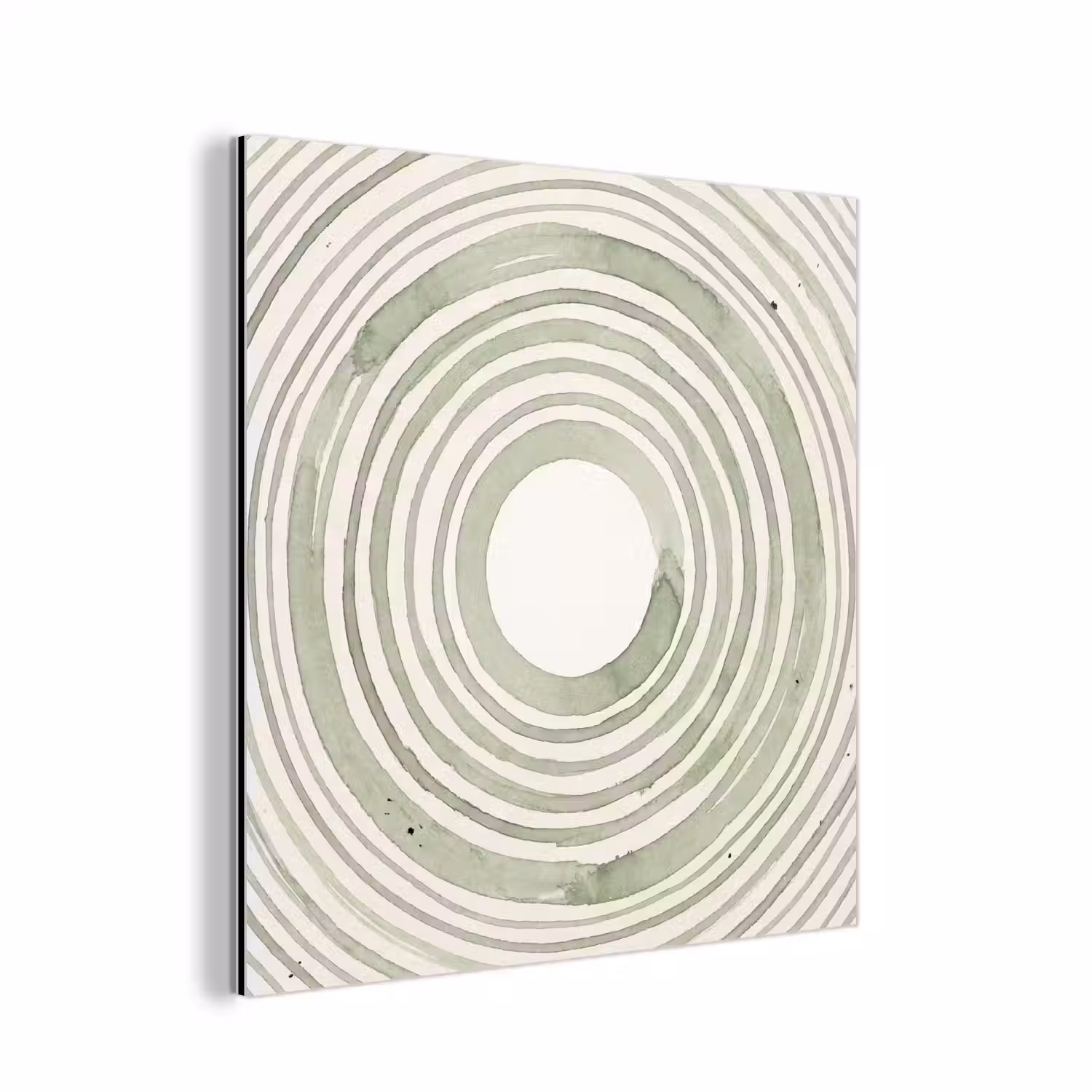 Abstractie - Cirkels - Waterverf - Groen - Modern aluminium wit klein -3d