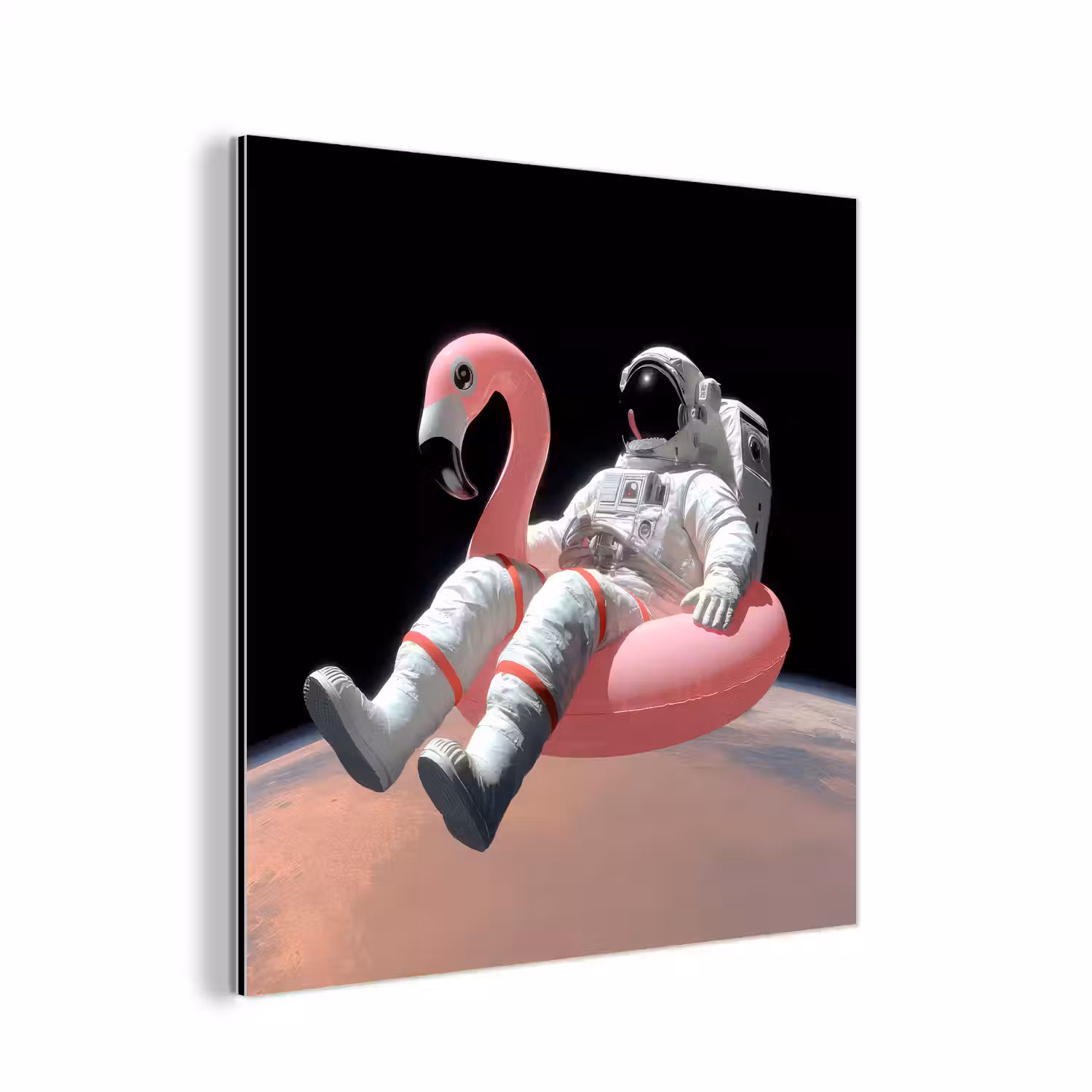 Astronaut - Flamingo - Zwemband - Roze aluminium wit klein -3d