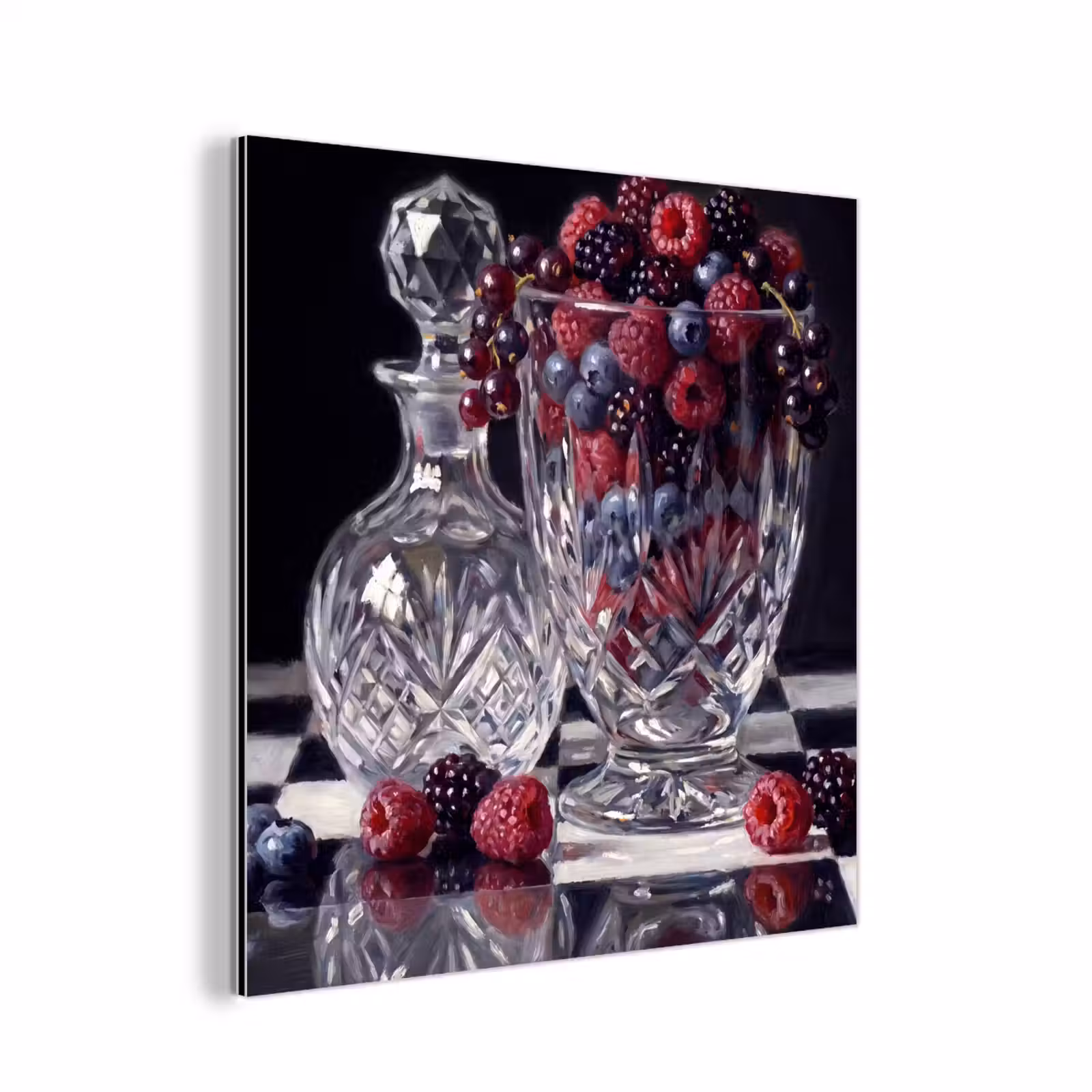 Alu-Dibond-Bild - Beeren – Kristall – Stillleben - Bessen - Kristal - Stilleven aluminium wit klein