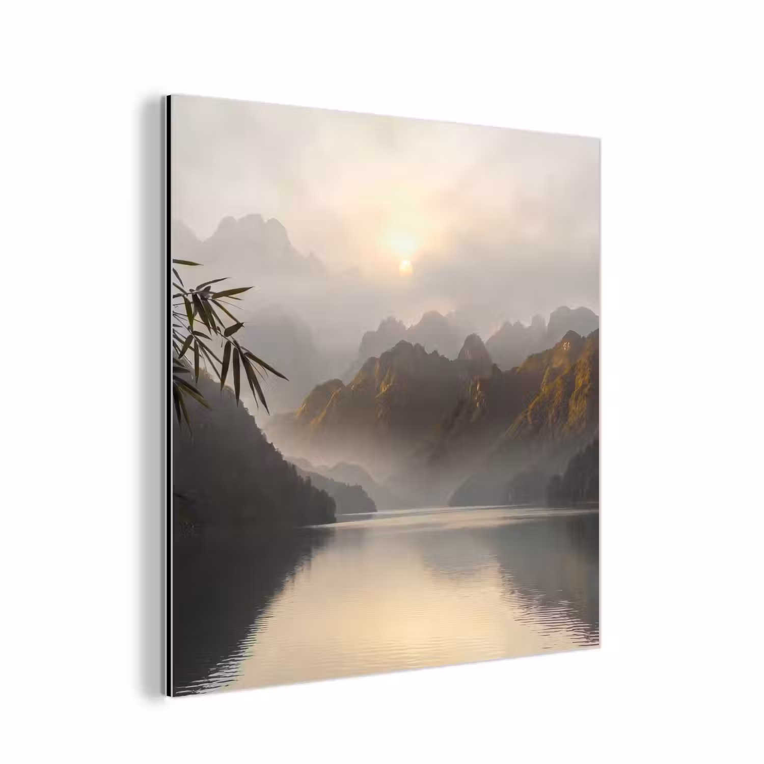 Bergen - Water - Mist - Natuur - Landschap aluminium wit klein -3d
