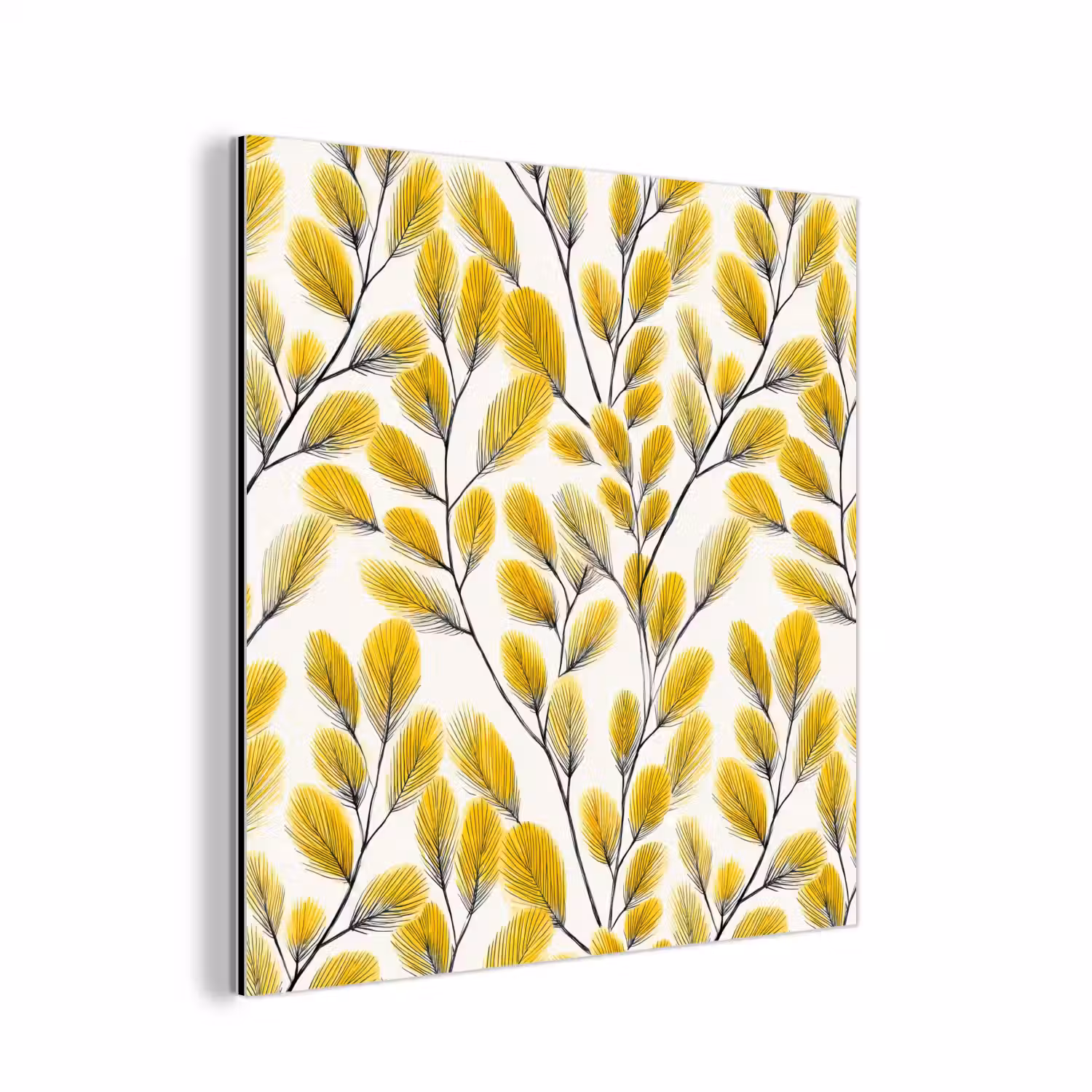 Bladeren - Botanisch - Elegant - Geel - Zwart aluminium wit klein 46 -3d
