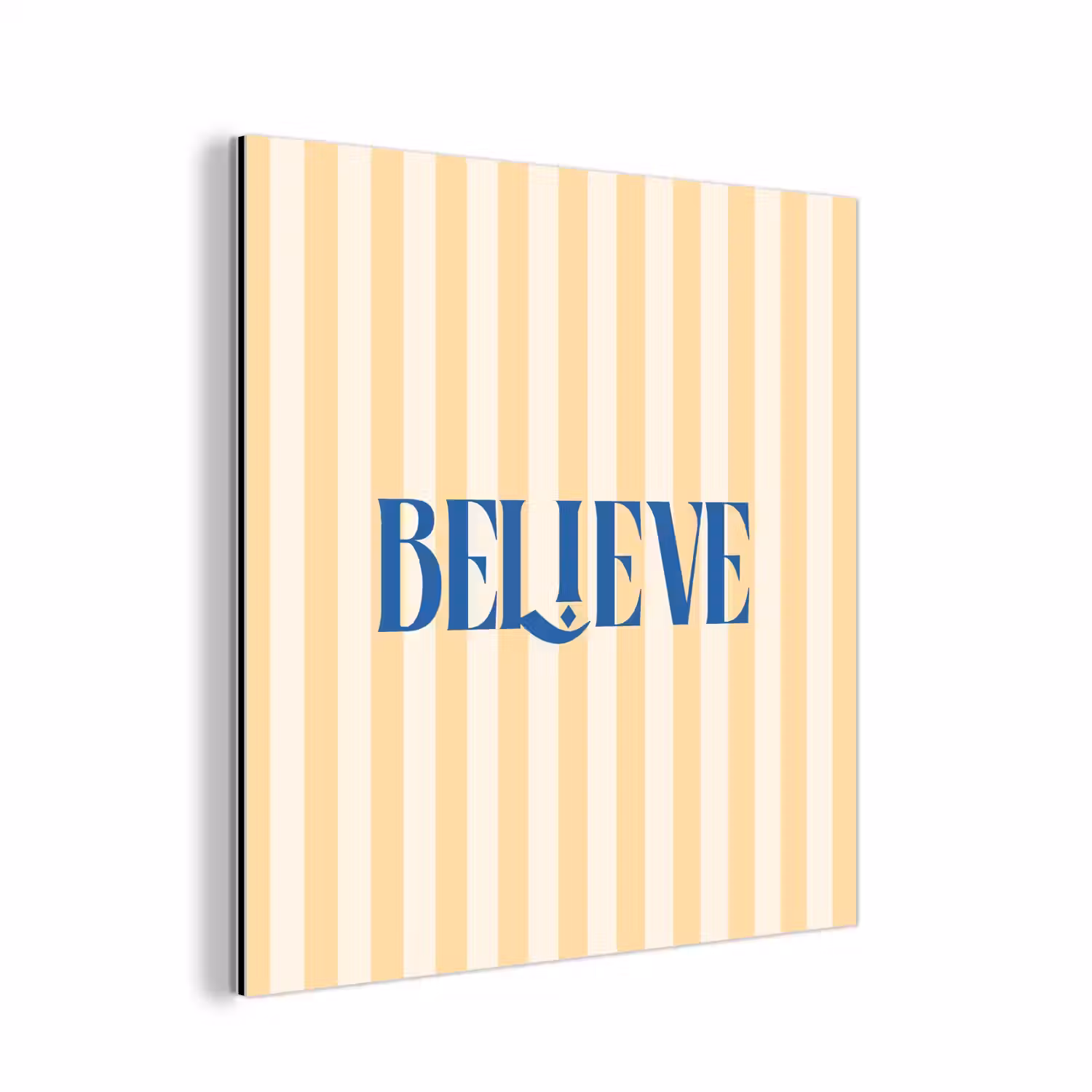 Blauw - Geel - Strepen - Believe aluminium wit klein -3d