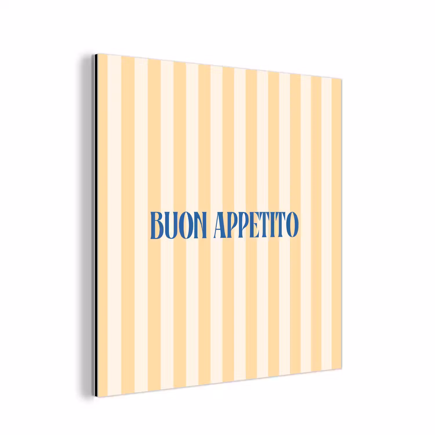 Blauw - Geel - Strepen - Buon Appetito aluminium wit klein -3d