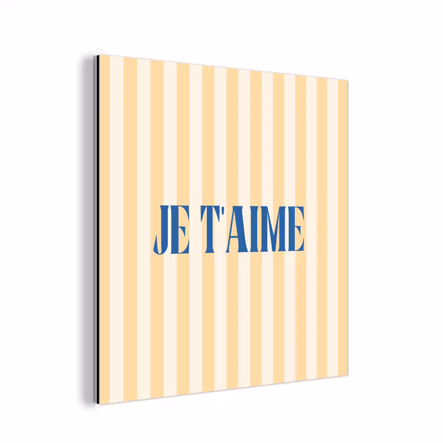 Blauw - Geel - Strepen - Je t'aime aluminium wit klein -3d