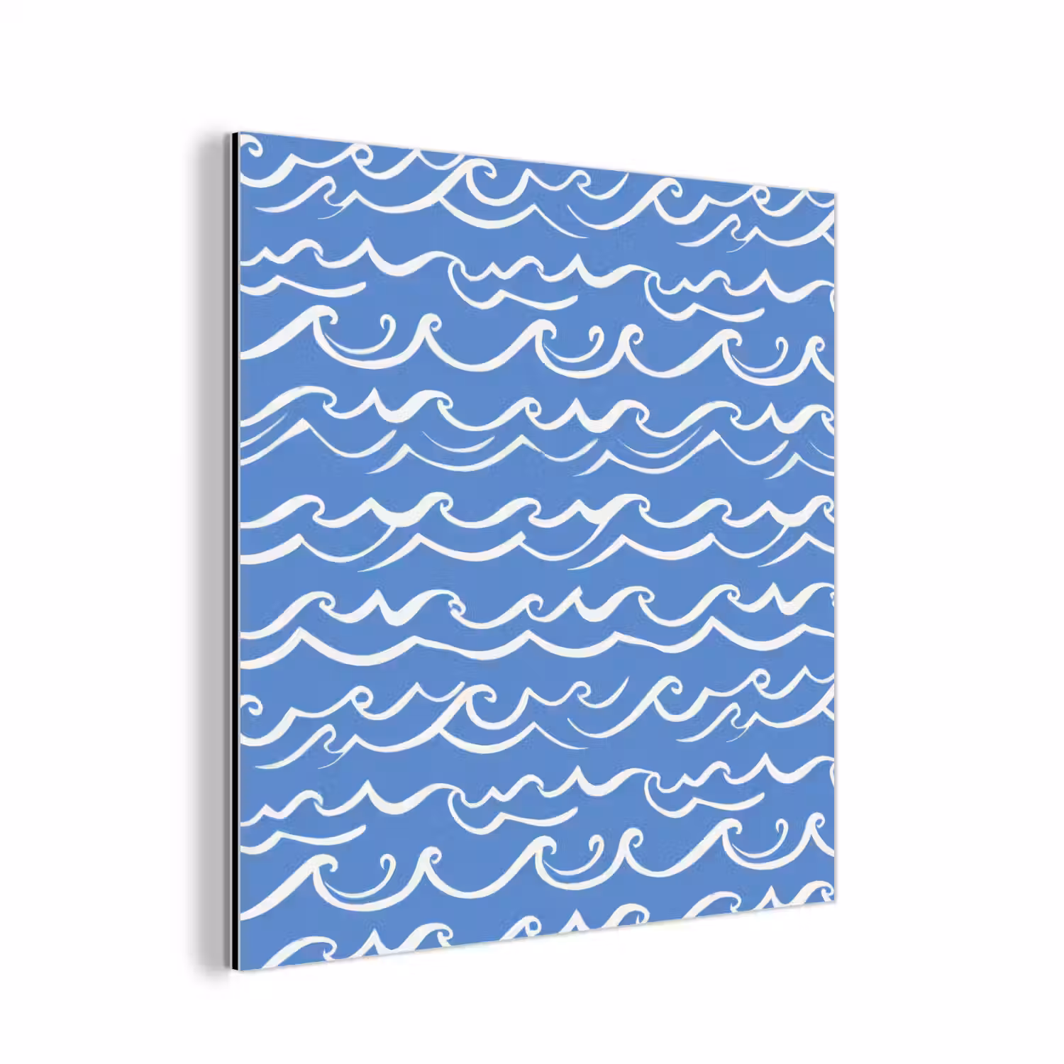 Blauw - Wit - Simpel - Getekend - Golven aluminium wit klein 46 -3d