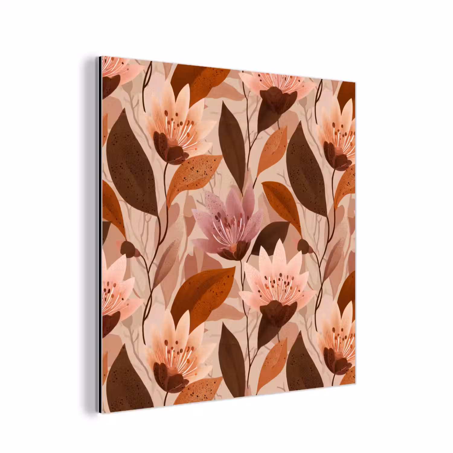 Bloemen - Bladeren - Bruin aluminium wit klein 46 -3d