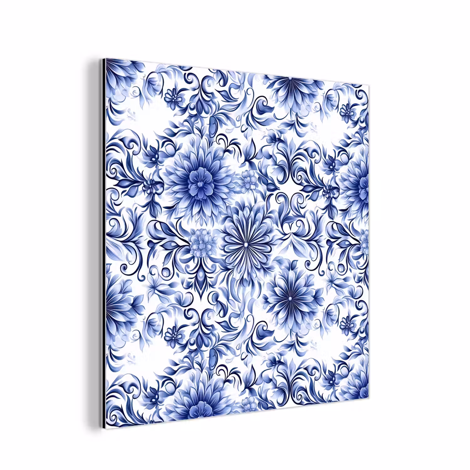 Bloemen - Blauw - Patroon - Wit aluminium wit klein 46 -3d