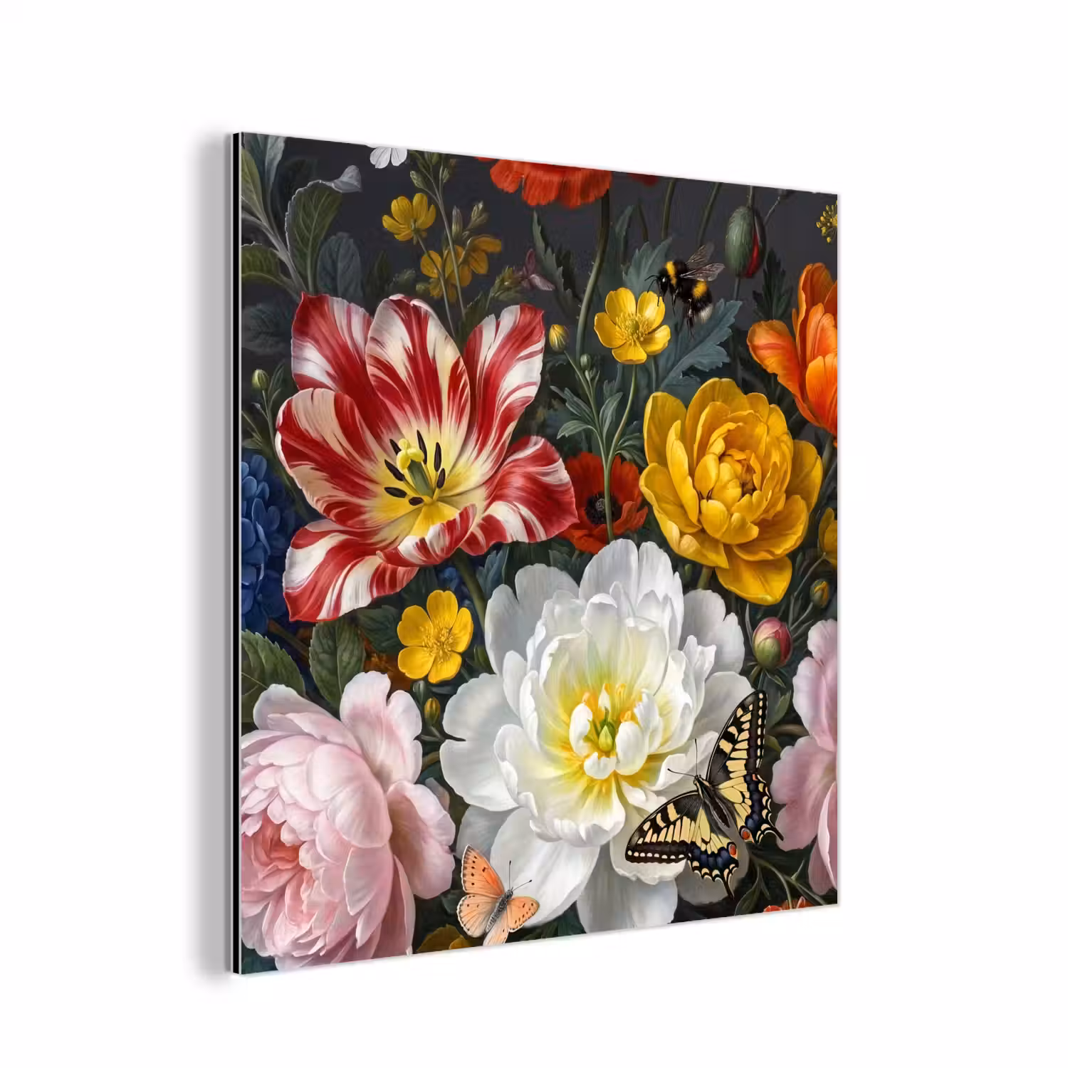 Bloemen - Boeket - Klassiek - Kleurrijk - Natuur aluminium wit klein -3d