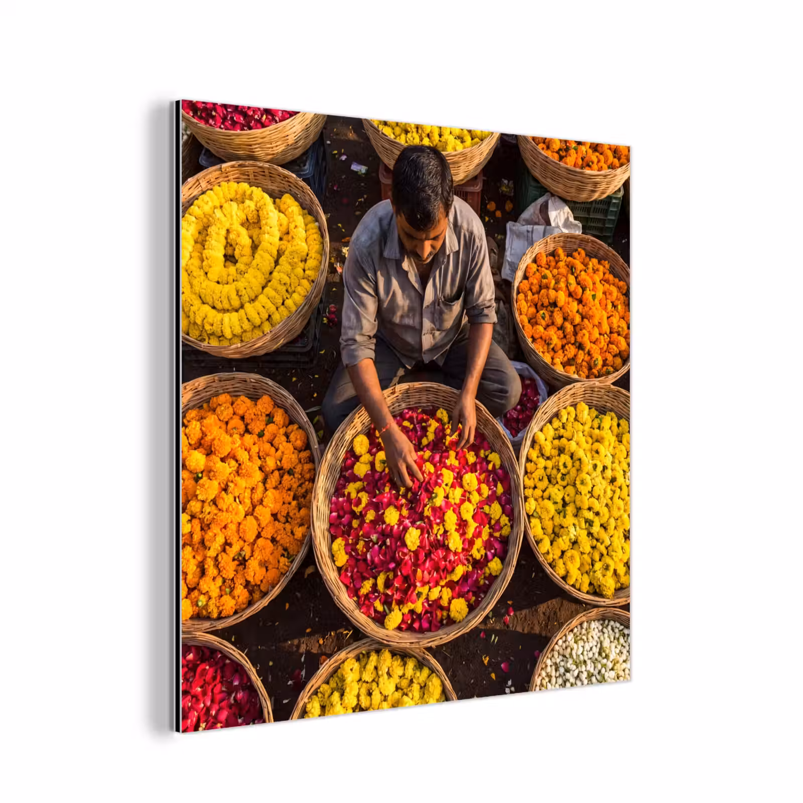 Alu-Dibond-Bild - Blumen – Markt – Bunt - Bloemen - Markt - Kleurrijk aluminium wit klein