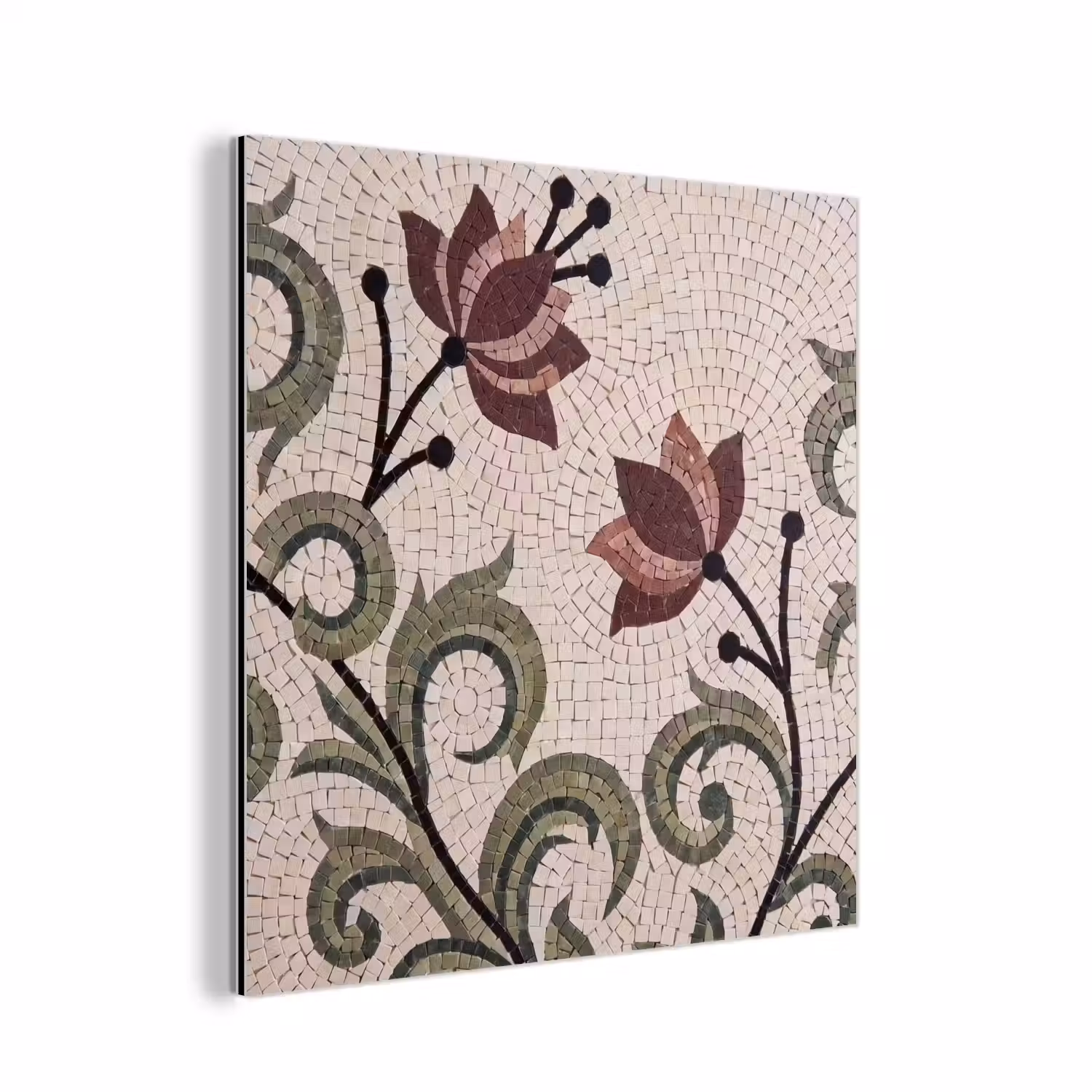 Bloemen - Mozaïek - Patroon - Abstract - Groen aluminium wit klein -3d
