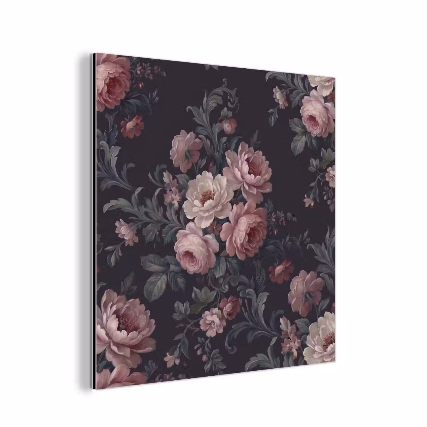 Bloemen - Patroon - Sierlijk - Roze - Donker aluminium wit klein -3d