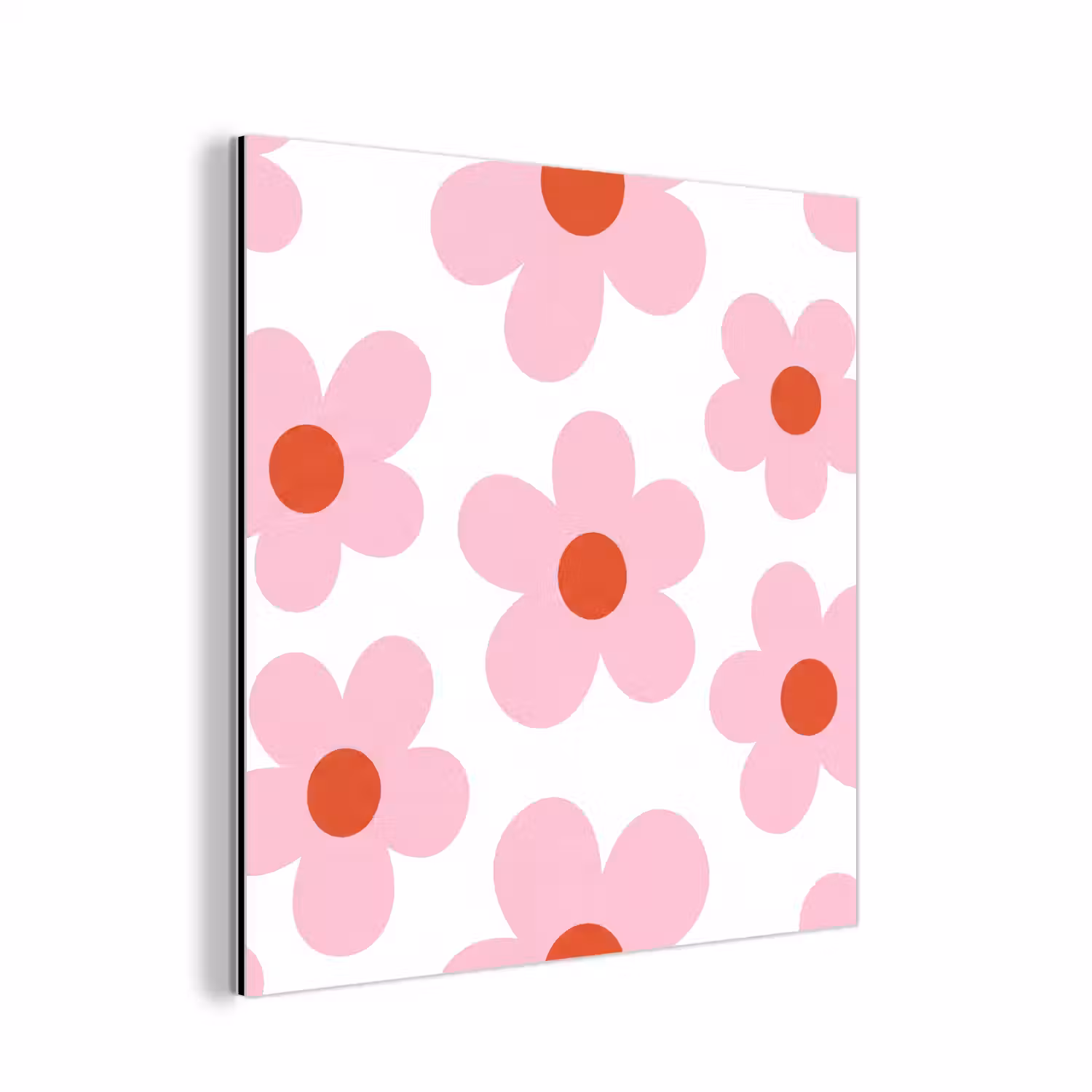 Bloemen - Patroon - Modern - Roze - Wit aluminium wit klein -3d