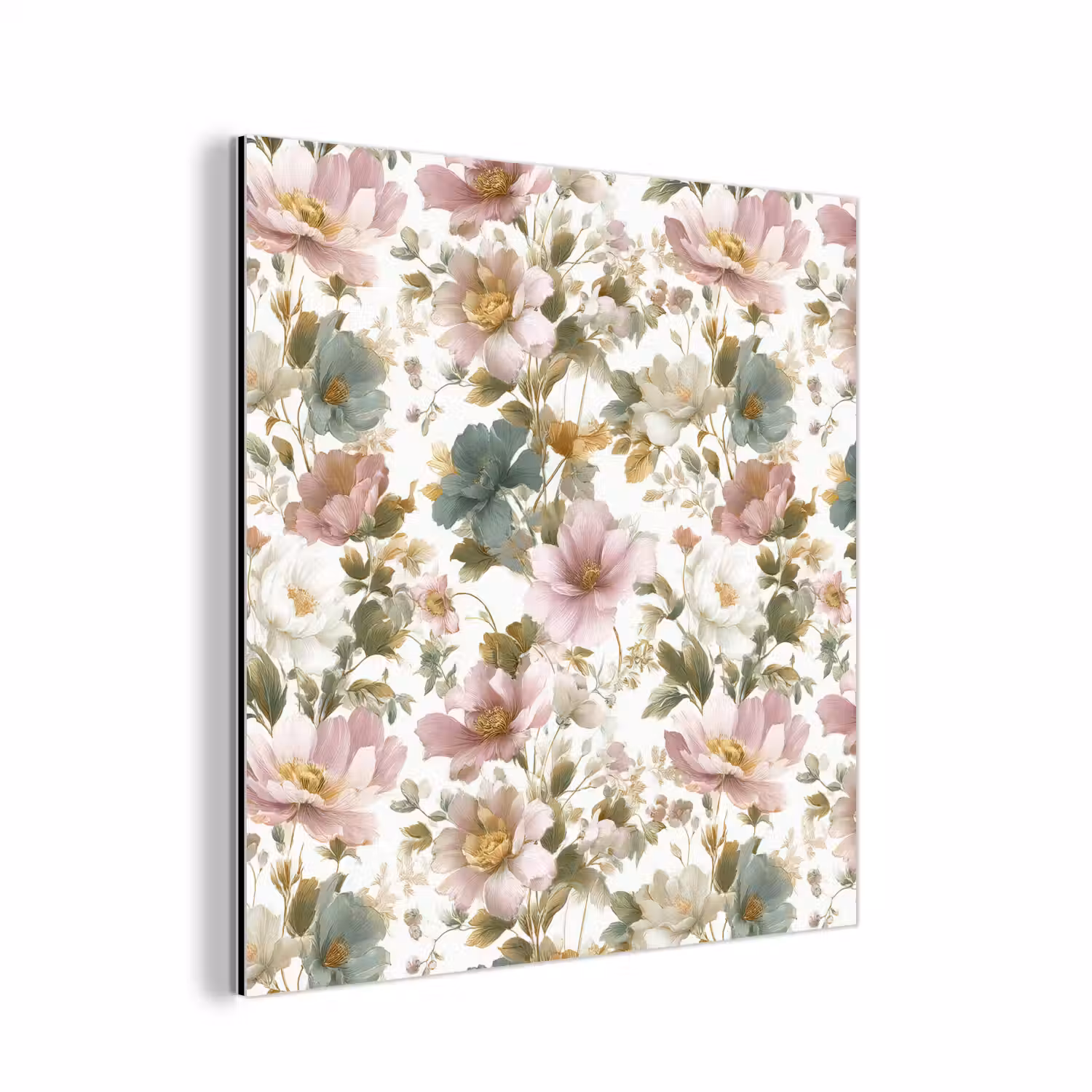Bloemen - Patroon - Pastel aluminium wit klein 46 -3d