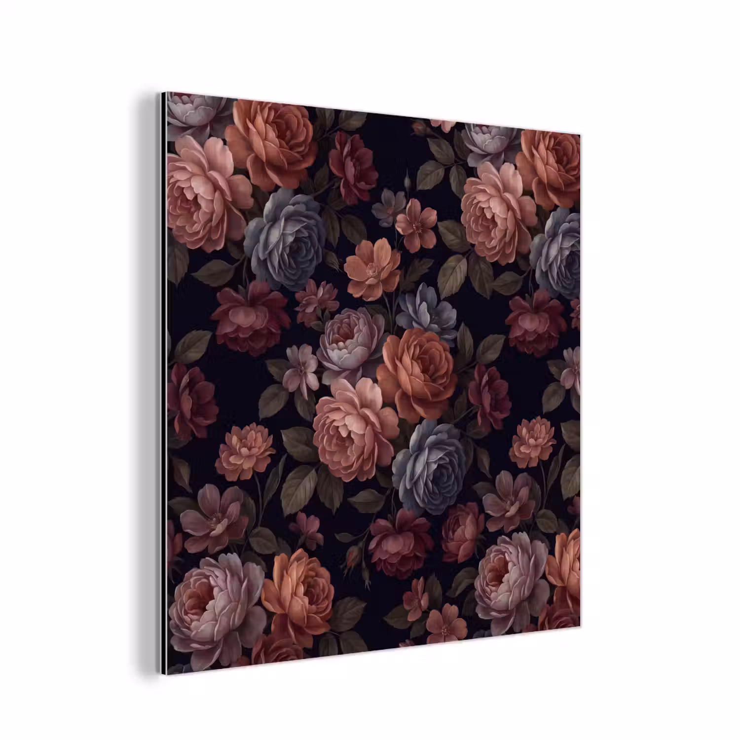 Bloemen - Patroon - Vintage - Donker - Roze aluminium wit klein -3d