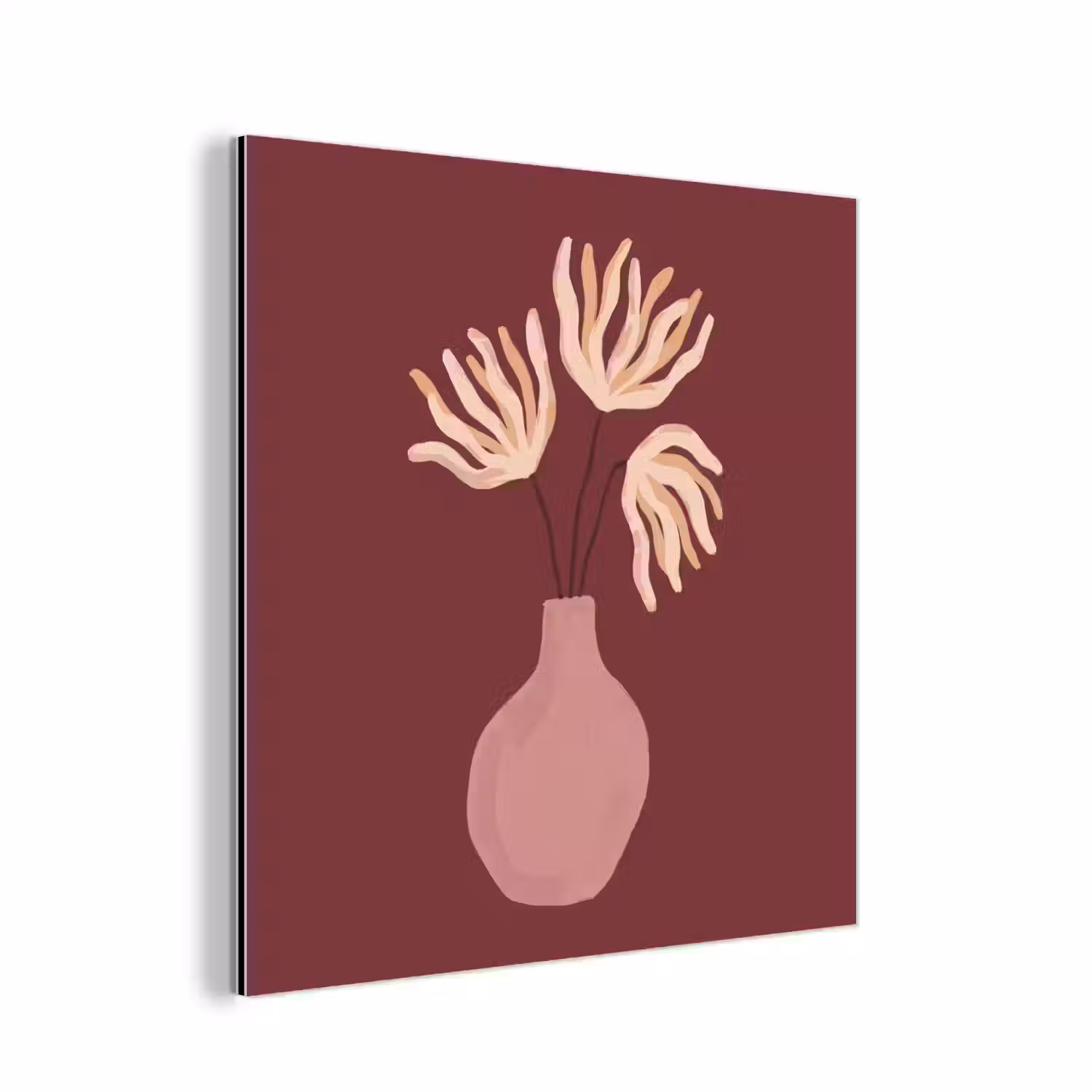 Bloemen - Vaas - Abstract - Modern - Aardetinten aluminium wit klein -3d