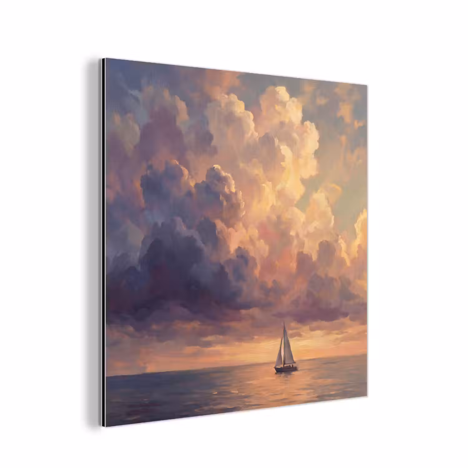 Boot - Zonsondergang - Zee - Natuur - Goud aluminium wit klein -3d