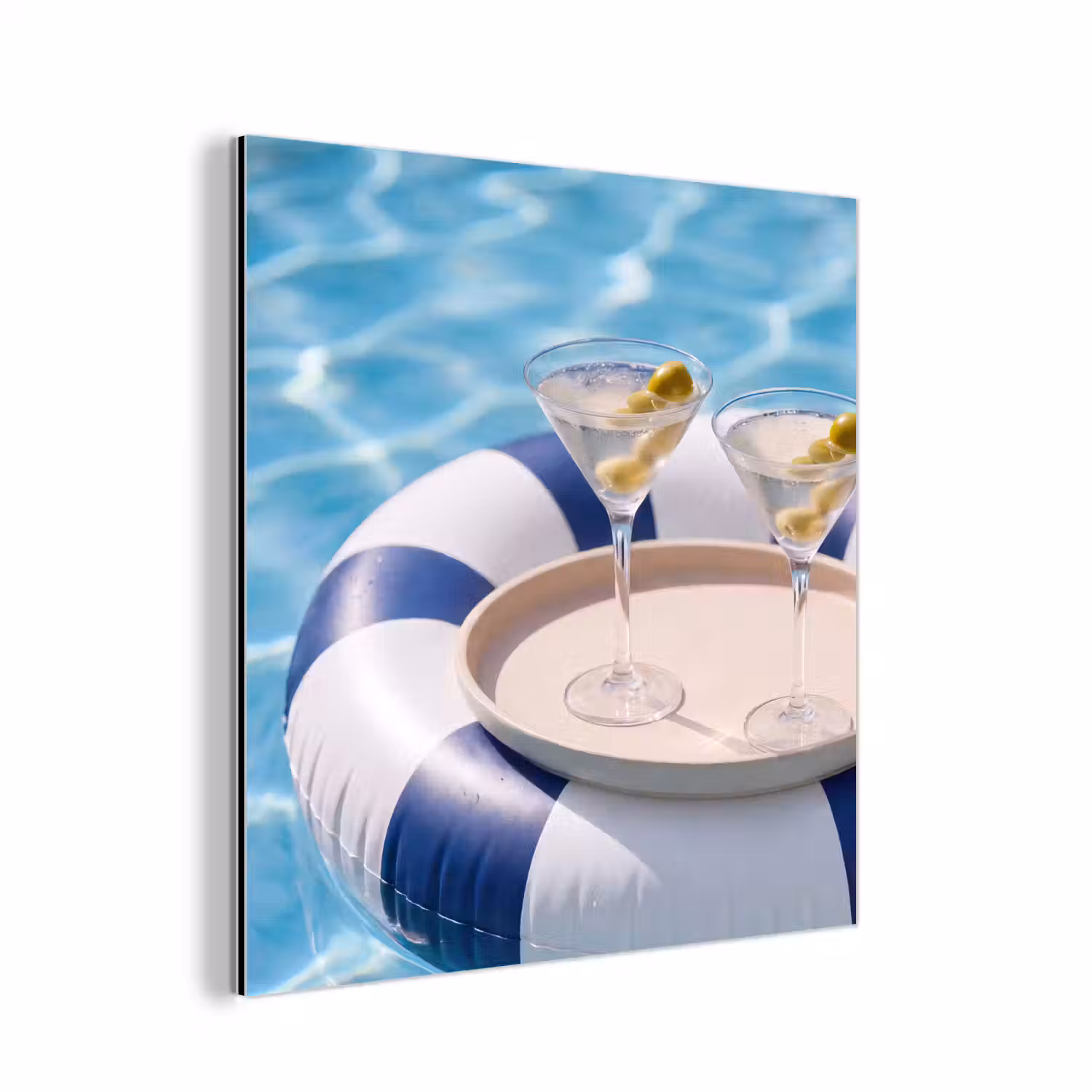 Cocktail - Zwembad - Zomer - Blauw aluminium wit klein -3d