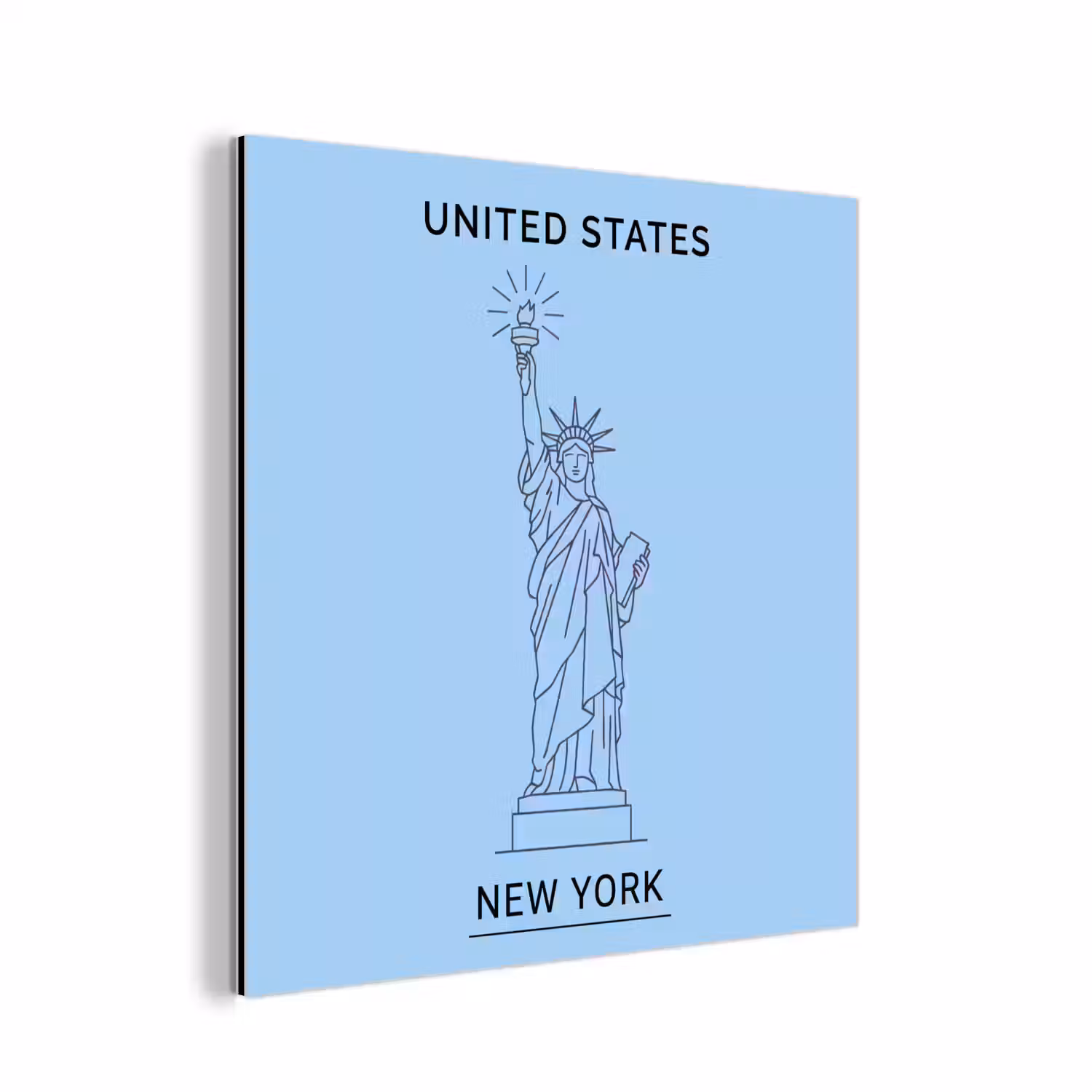 Monument - Vrijheidsbeeld - New York - Minimalistisch - Blauw aluminium wit klein -3d
