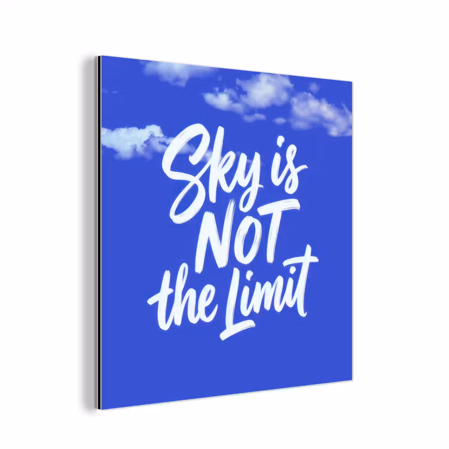 Sky is not the limit - Blauwe lucht - Wolken aluminium wit klein -3d
