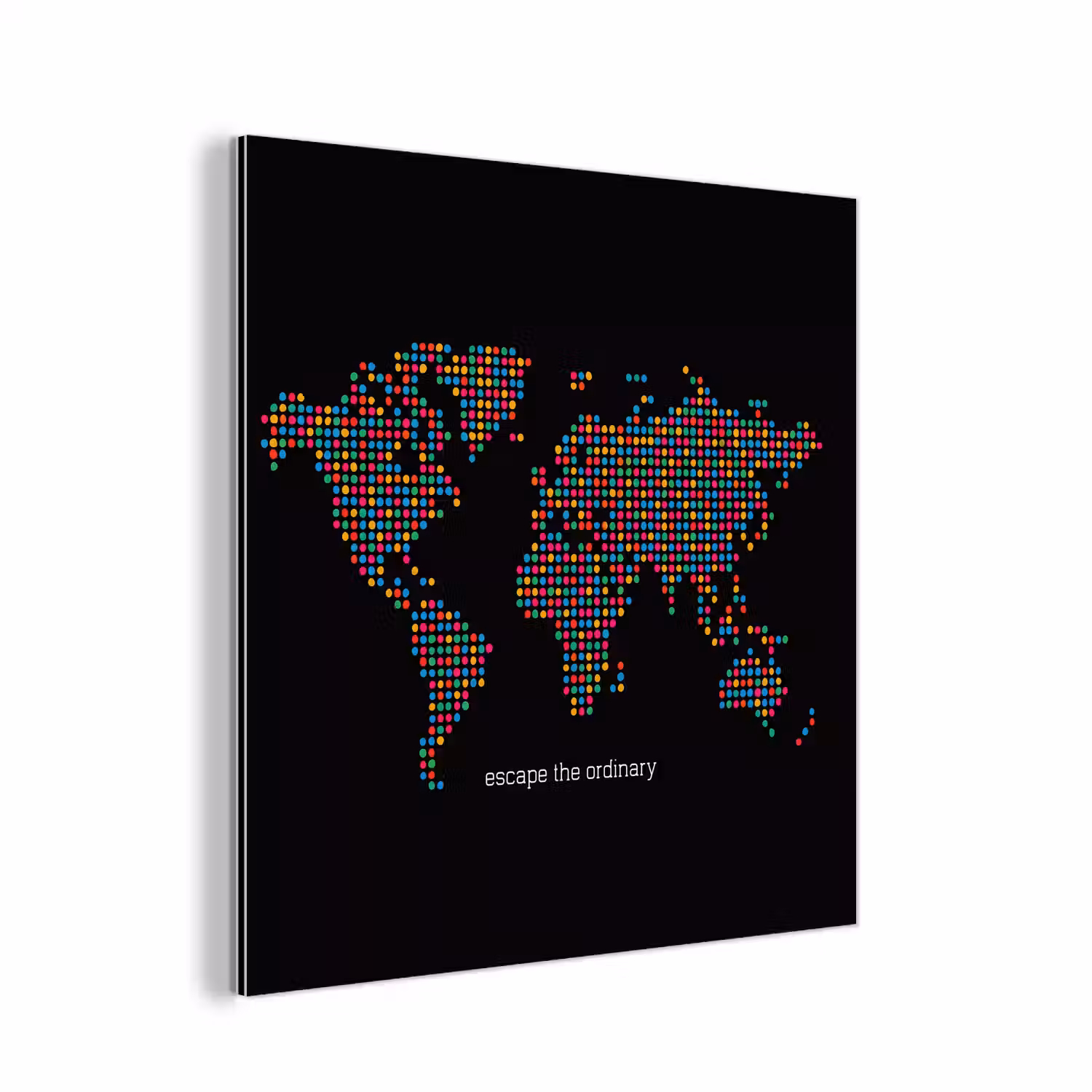 Stippen - Wereldkaart - Kleurrijk aluminium wit klein -3d