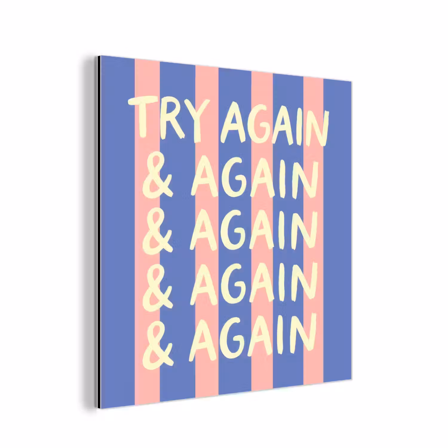 Try again - Strepen - Roze - Verticaal - Blauw aluminium wit klein -3d