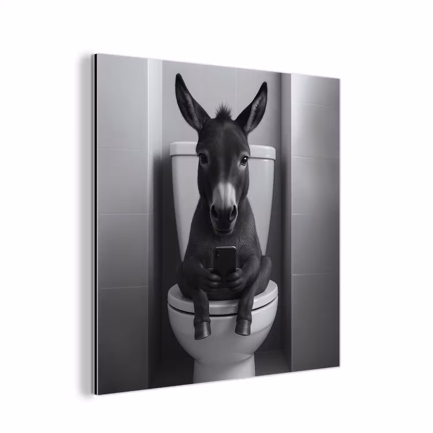 Ezel - Telefoon - Toilet - Zwart - Wit aluminium wit klein -3d