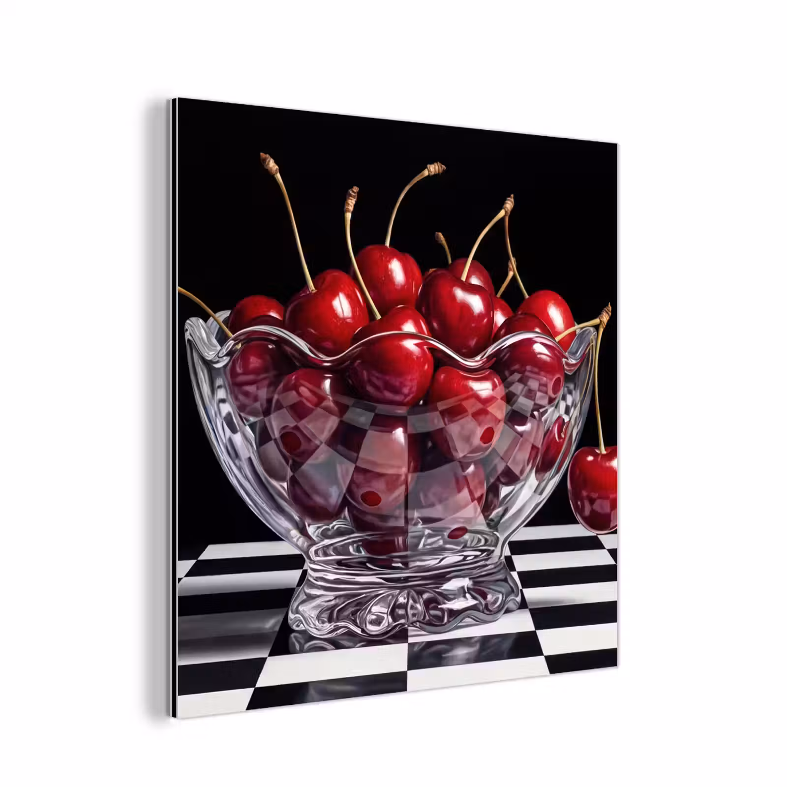 Alu-Dibond-Bild - Essen – Kirschen – Rot - Eten - Kersen - Rood aluminium wit klein