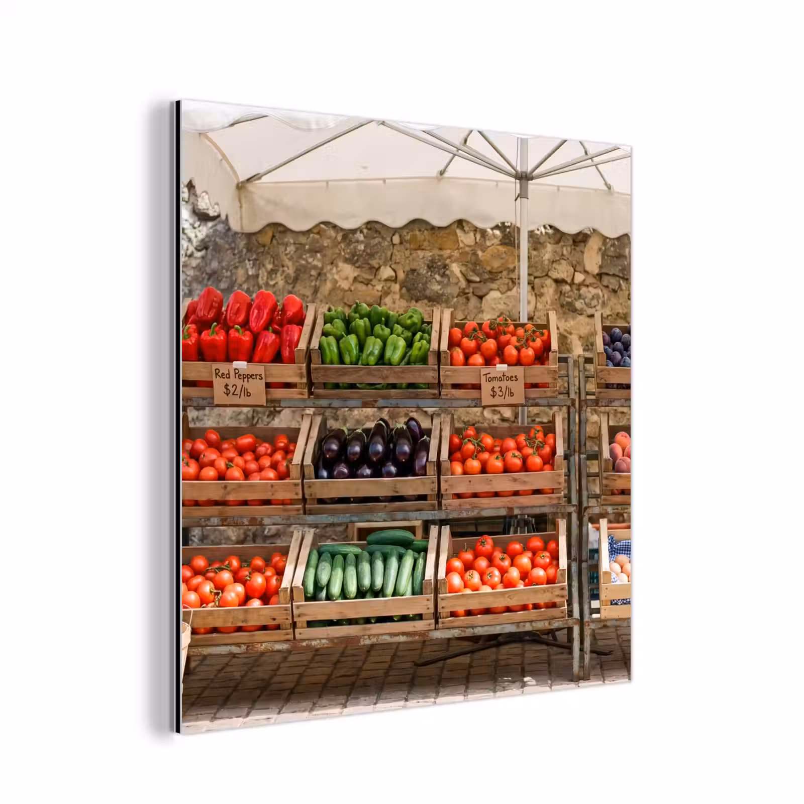 Alu-Dibond-Bild - Essen – Markt – Frisch - Eten - Markt - Vers aluminium wit klein