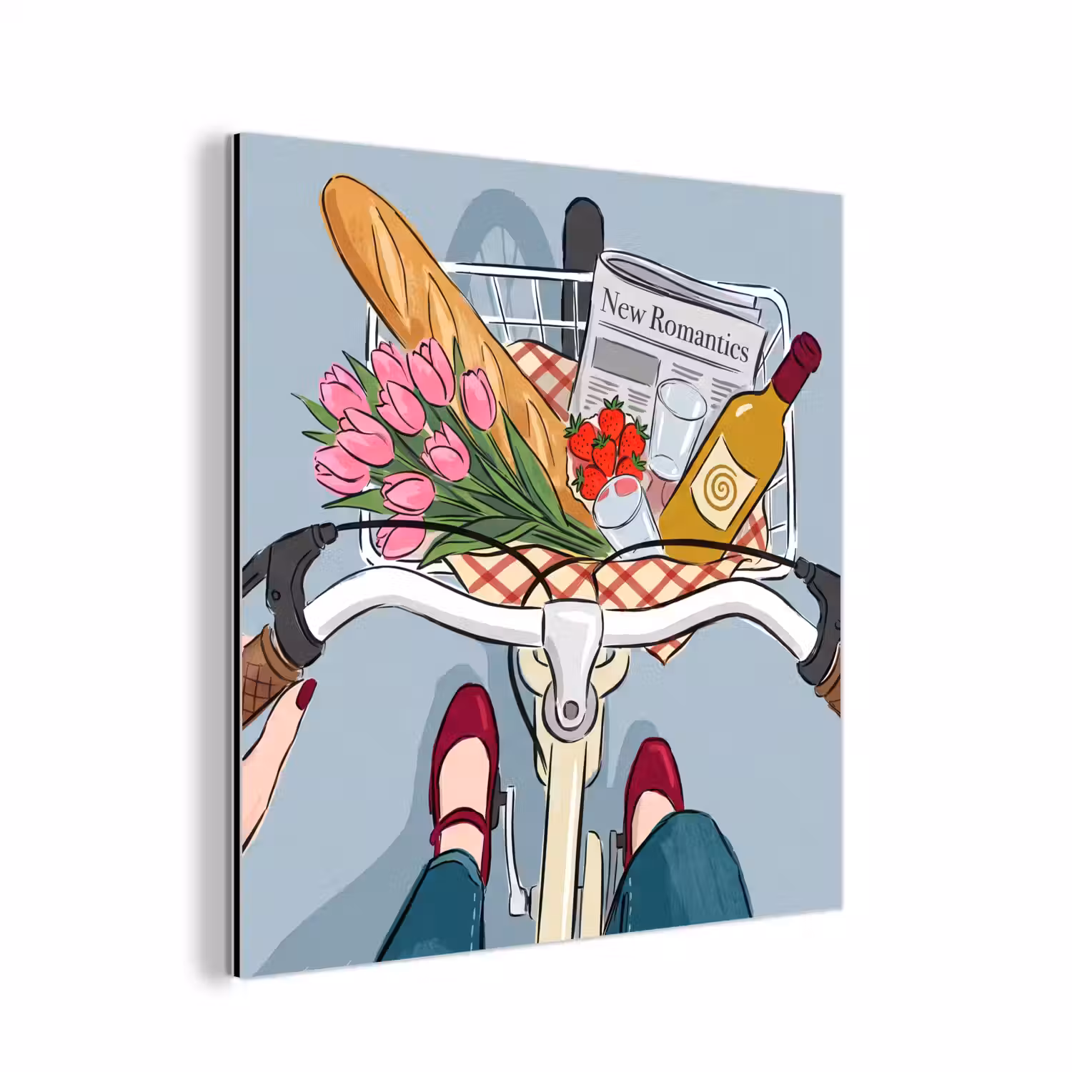 Fiets - Picknick - Zomer - Illustratie aluminium wit klein -3d