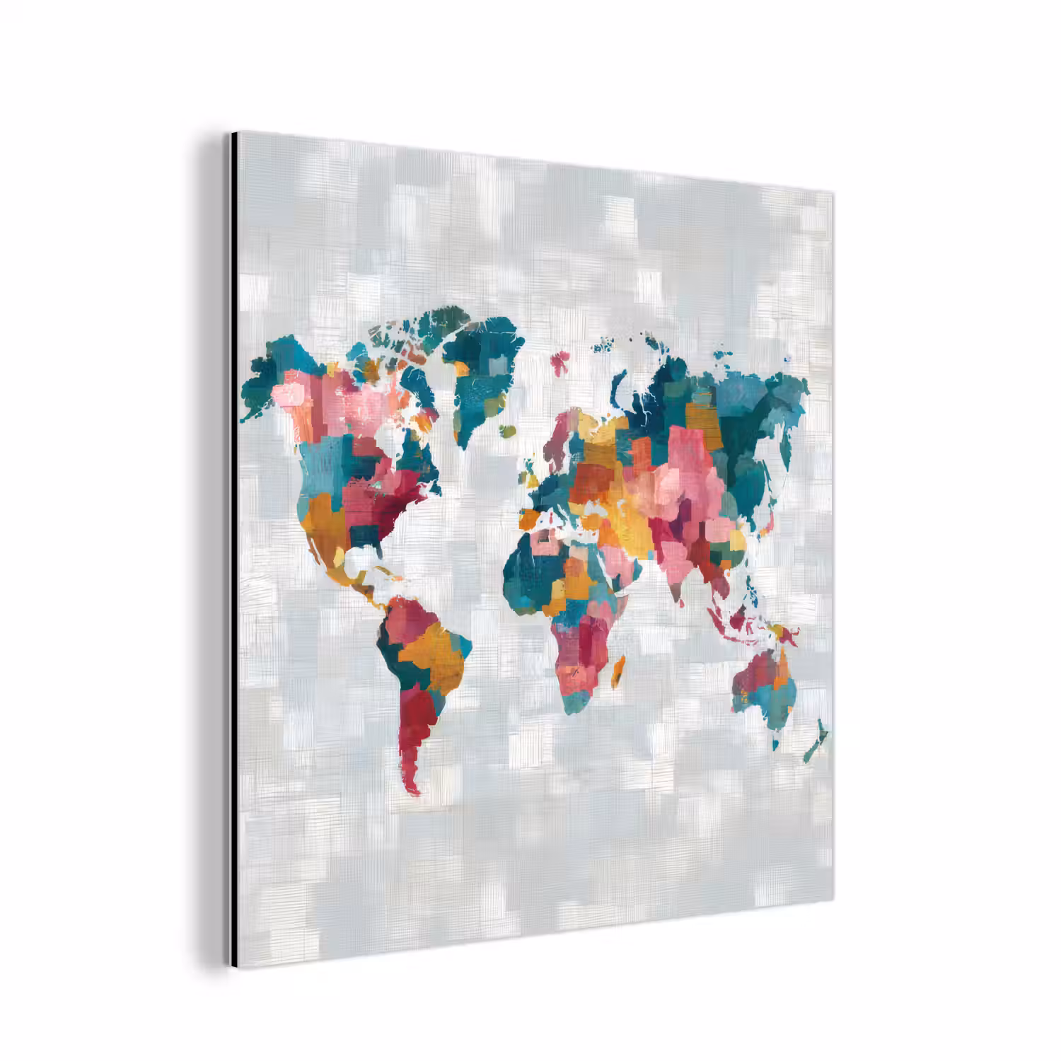 Kleurvakken - Wereldkaart - Texturen - Roze aluminium wit klein -3d