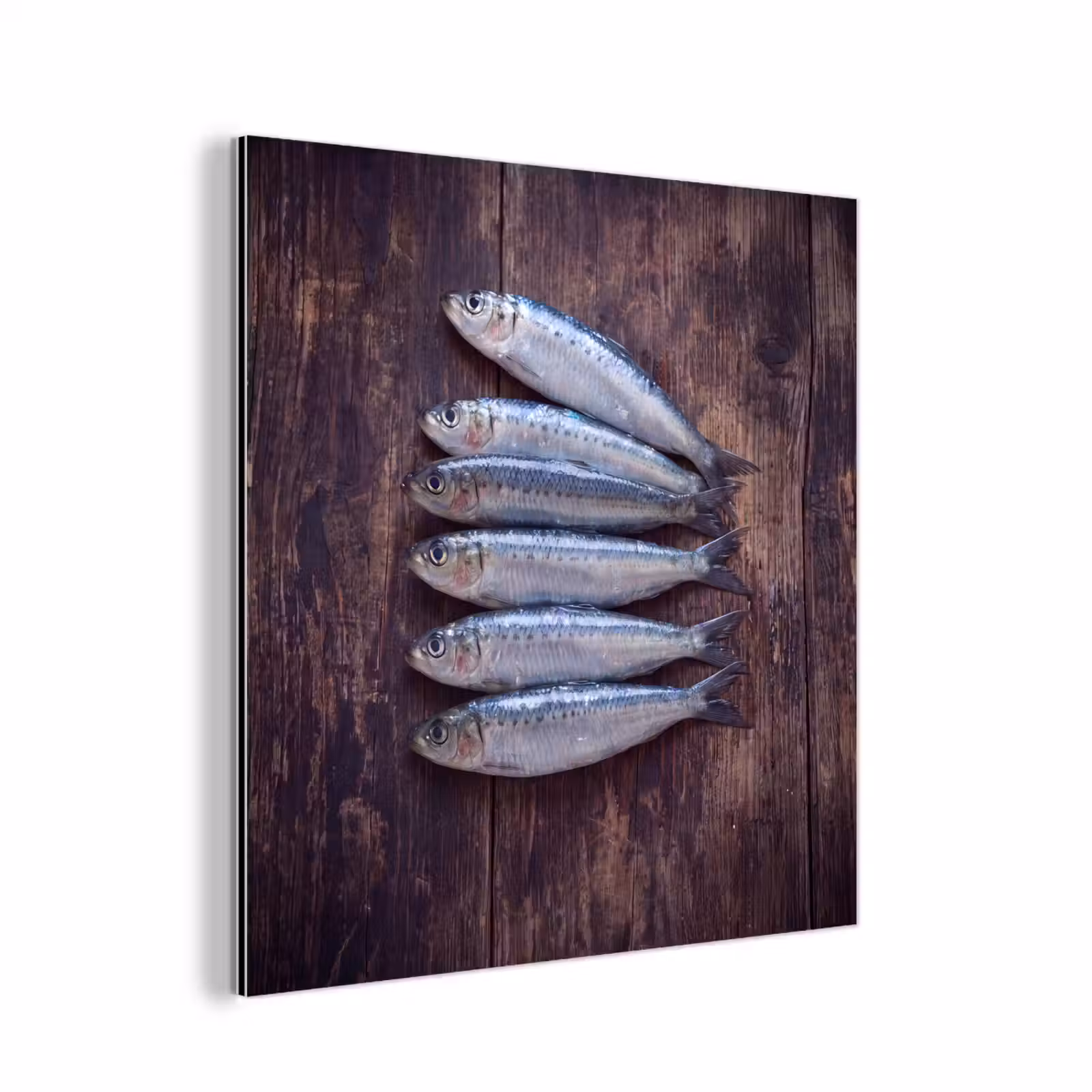 Alu-Dibond-Bild - Fisch – Holz – Essen - Vis - Hout - Eten aluminium wit klein