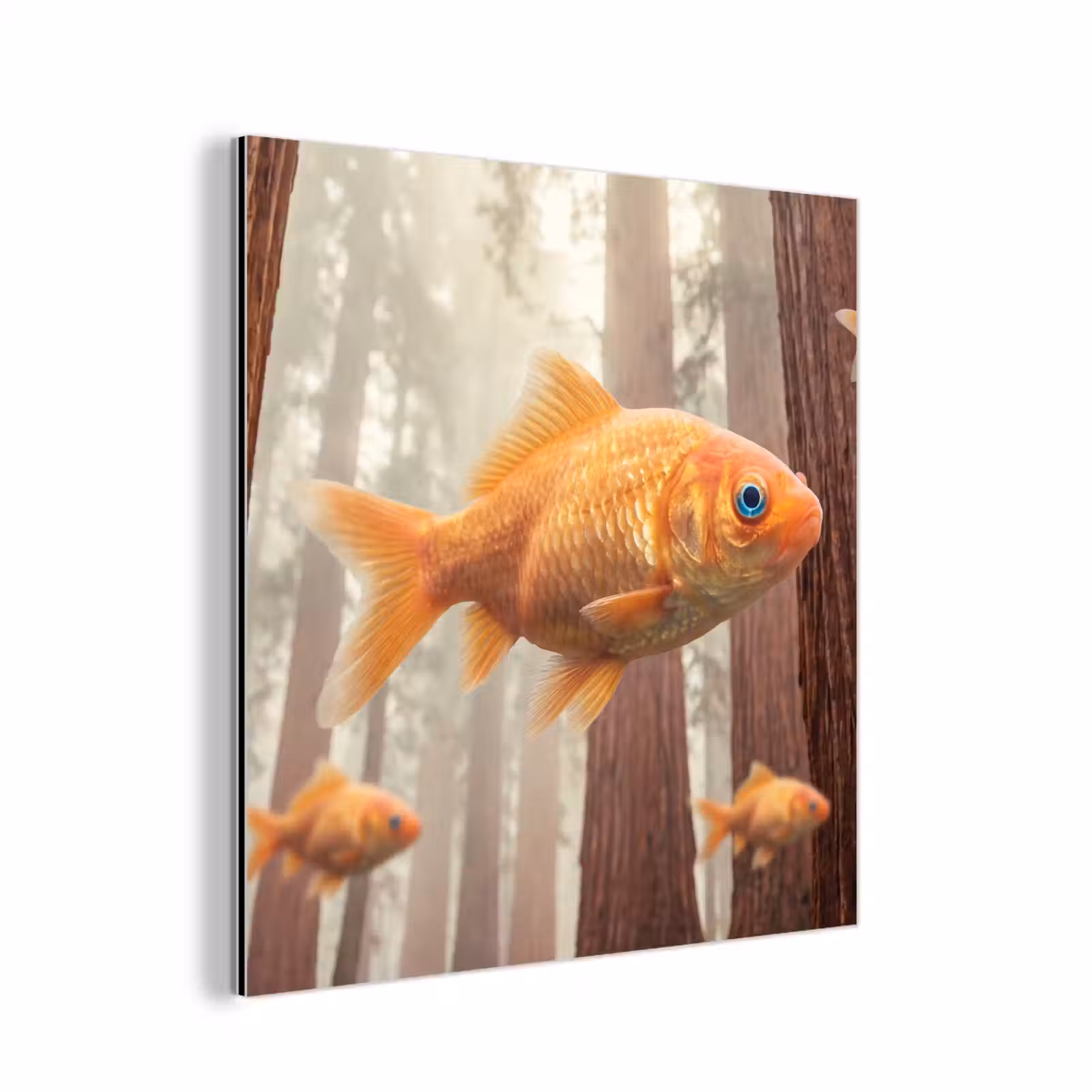 Alu-Dibond-Bild - Fisch – Wald – Fantasie - Vis - Bos - Fantasie aluminium wit klein