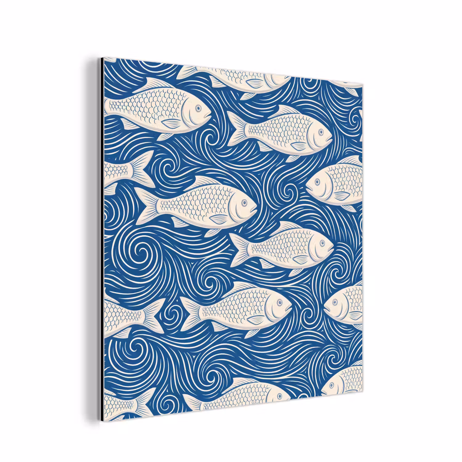 Vis - Water - Patroon - Grafisch - Blauw aluminium wit klein -3d