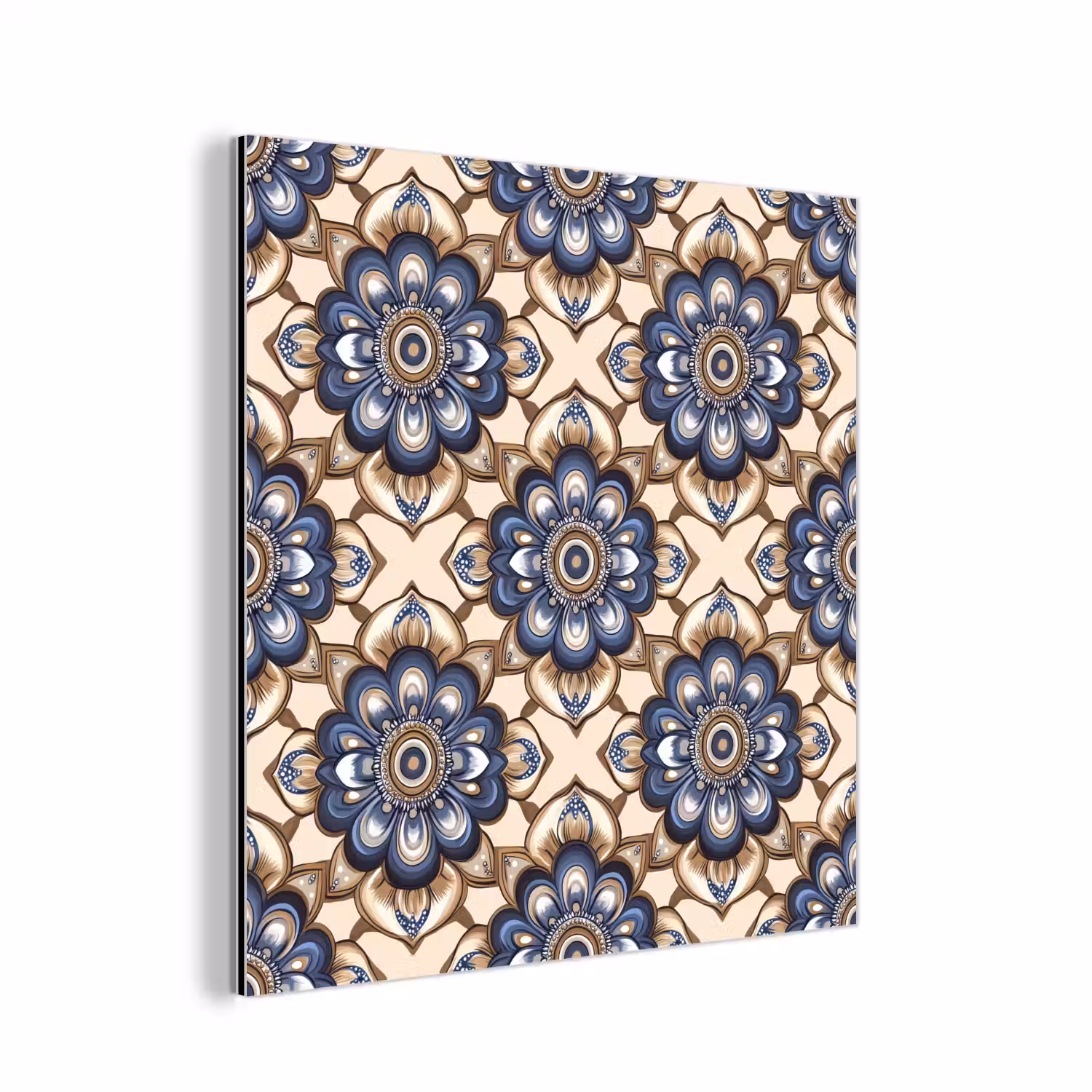 Floraal - Ornament - Blauw aluminium wit klein 46 -3d