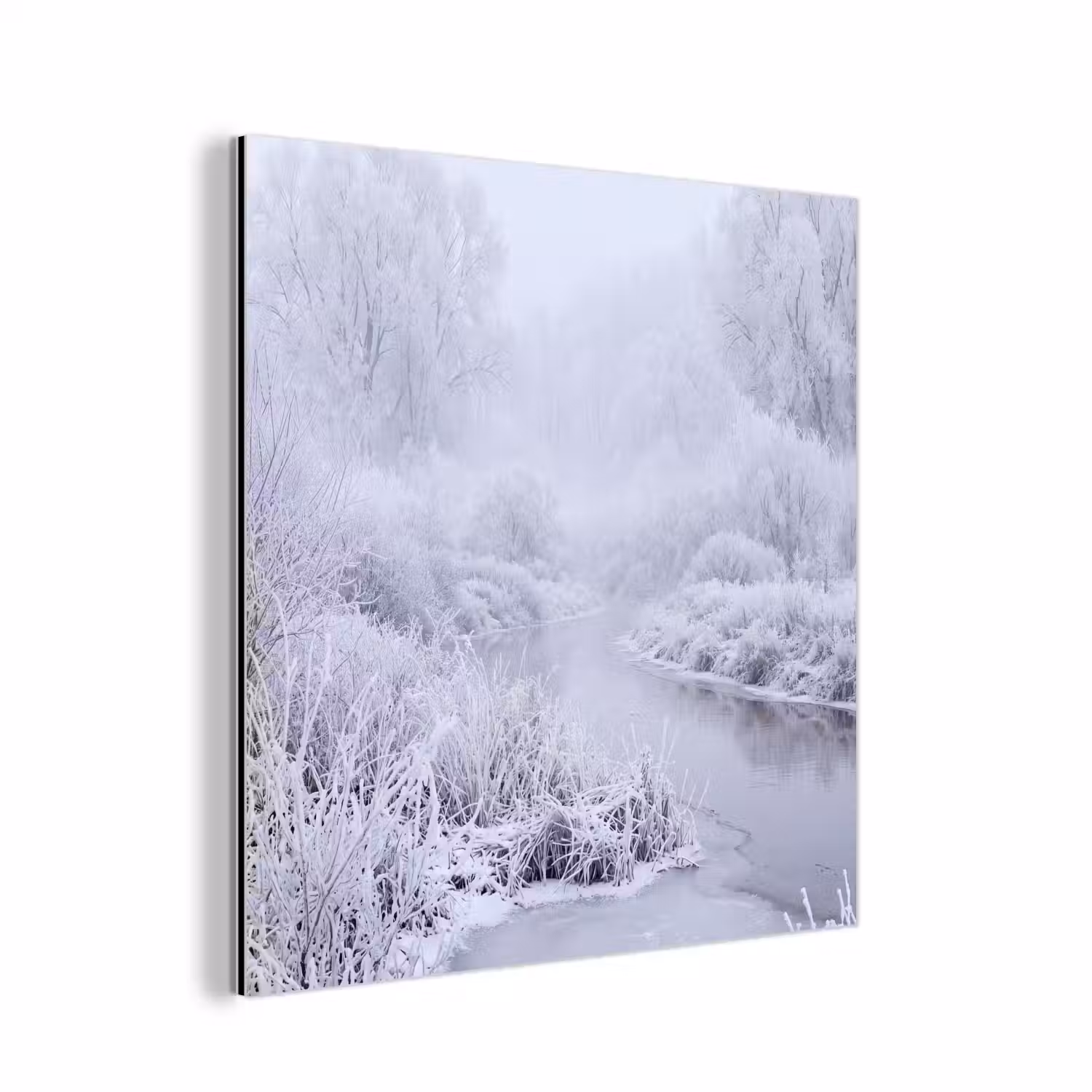 Rivier - Sneeuw - Bos - Winter - Schilderachtig aluminium wit klein -3d