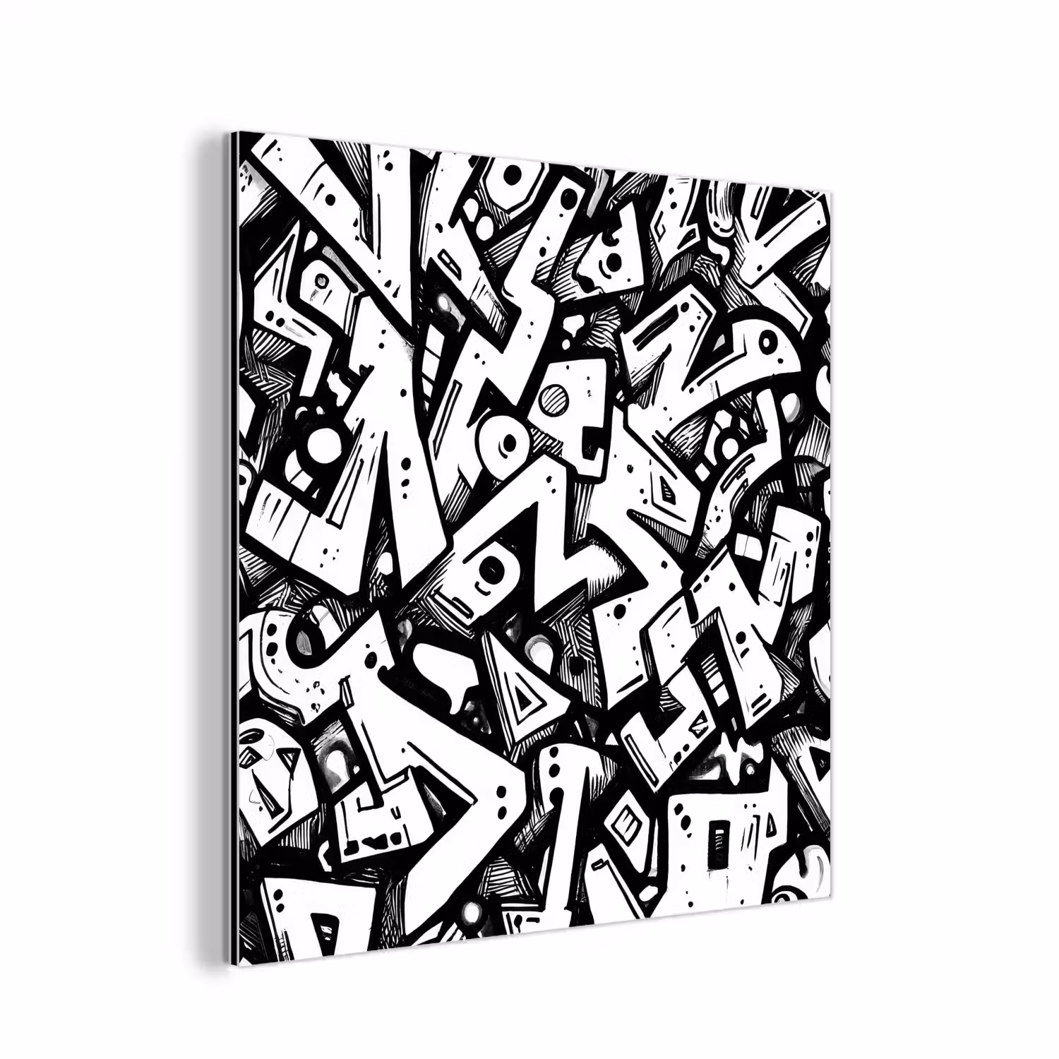 Vormen - Letters - Graffiti - Zwart aluminium wit klein -3d