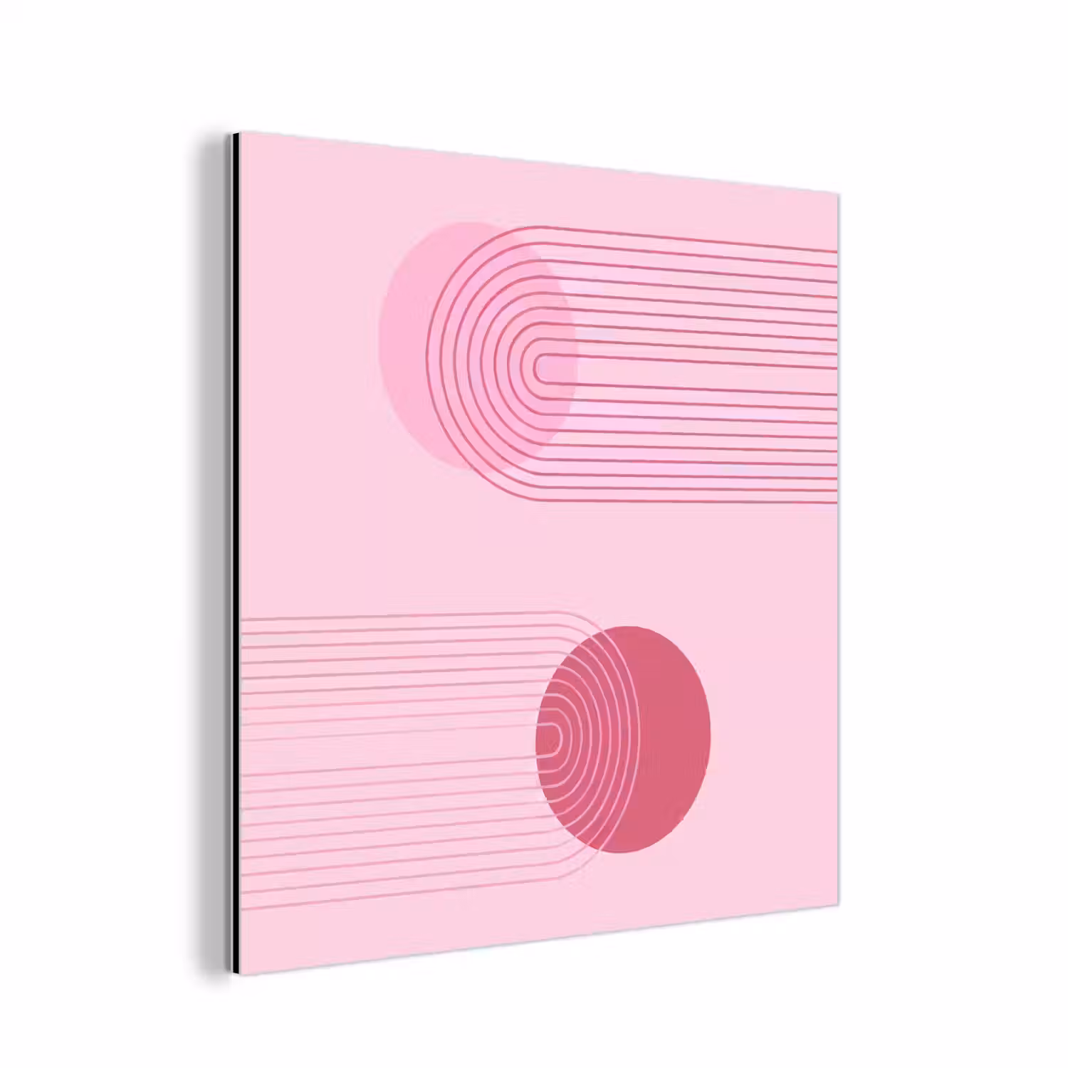 Vormen - Lijnen - Minimalistisch - Roze aluminium wit klein -3d