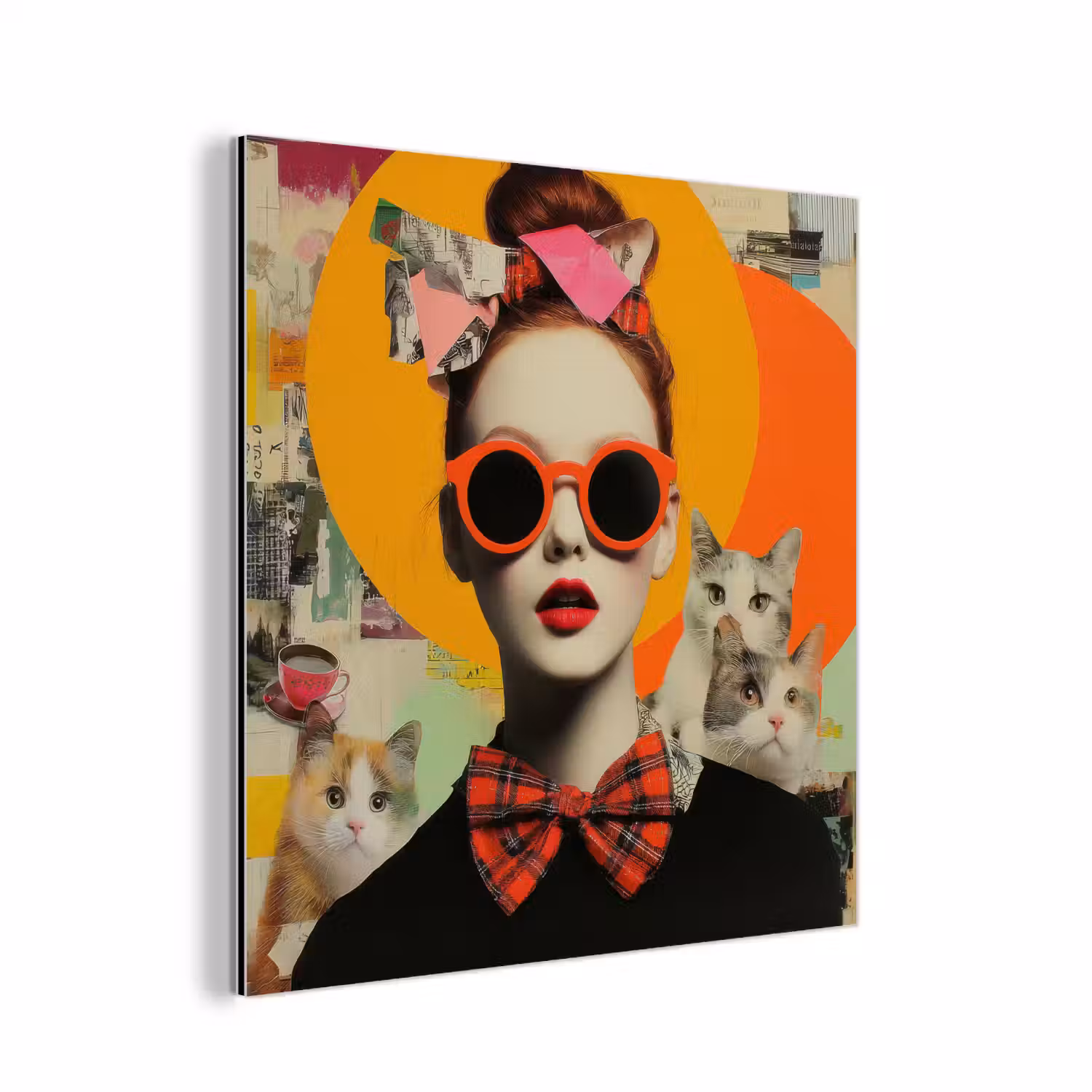 Vrouw - Bril - Strik - Retro aluminium wit klein -3d