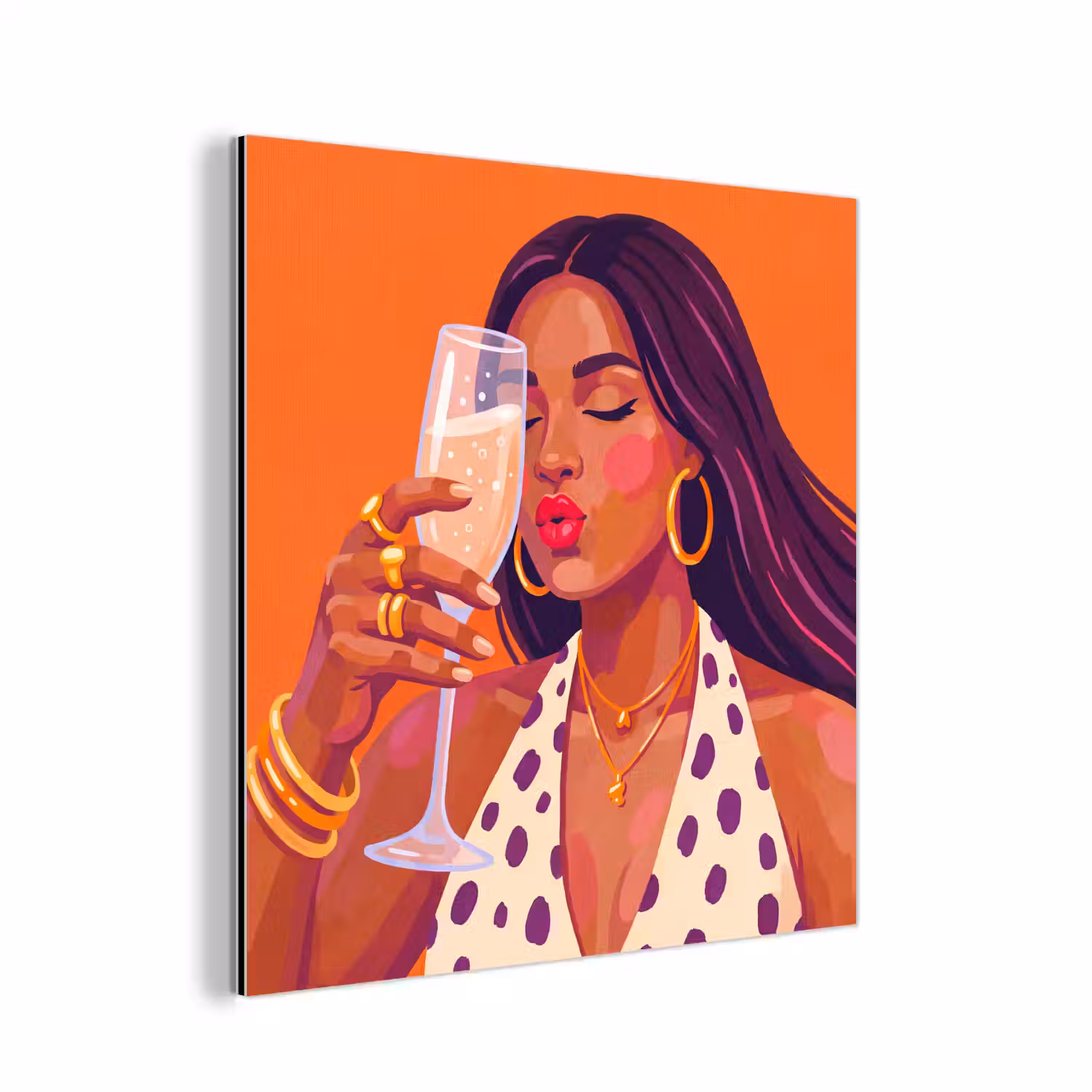 Vrouw - Champagne - Feest - Modern - Oranje aluminium wit klein -3d