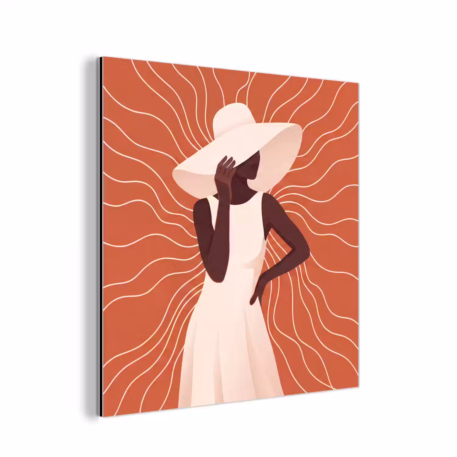 Vrouw - Hoed - Portret - Modern - Beige aluminium wit klein -3d