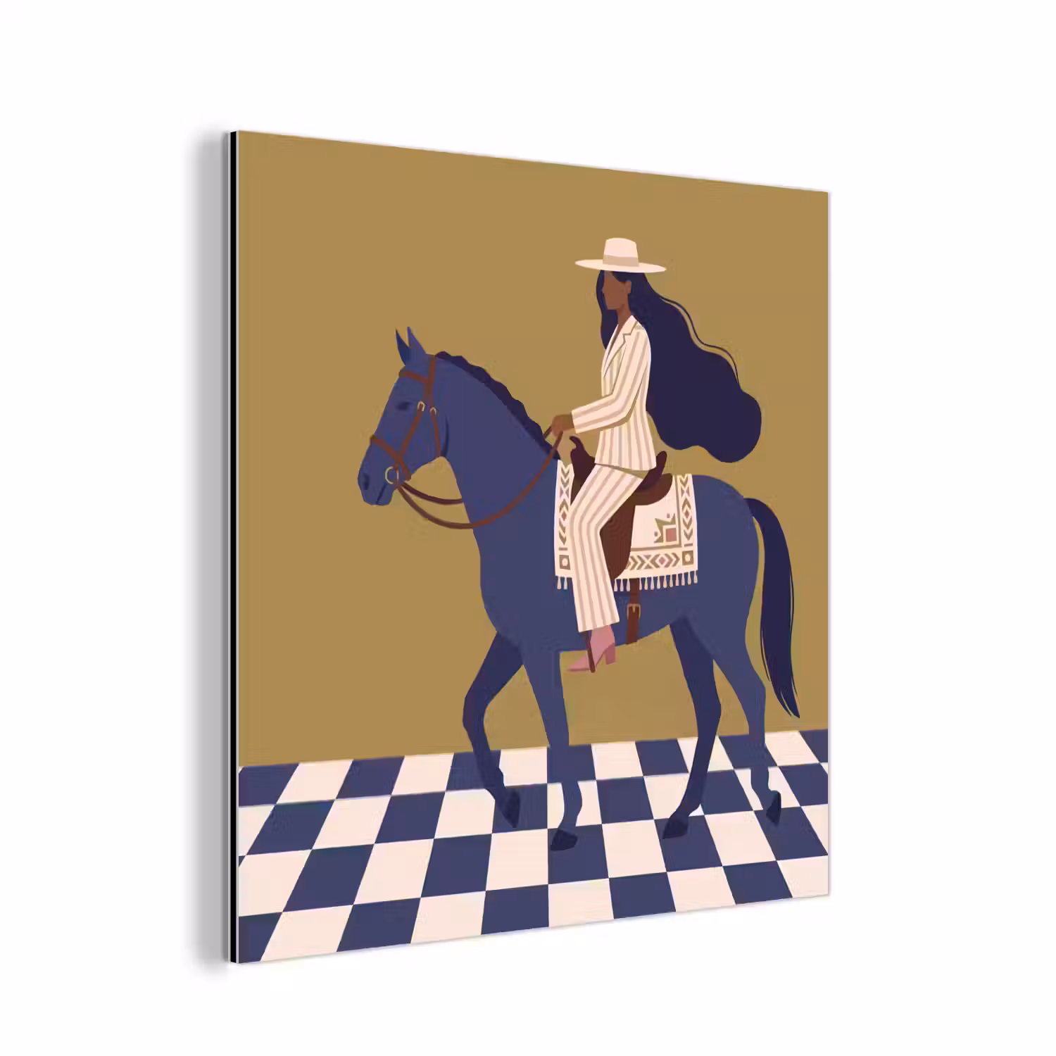 Vrouw - Paard - Rijden - Modern - Abstract aluminium wit klein -3d