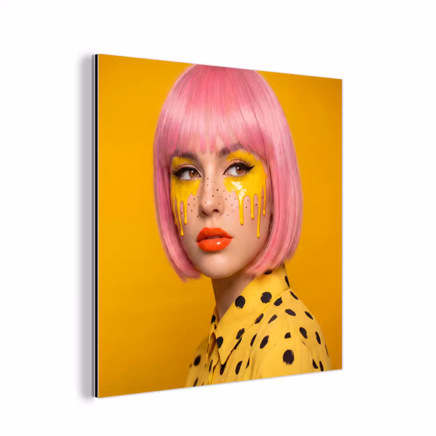 Vrouw - Portret - Abstract - Kleurrijk - Geel aluminium wit klein -3d