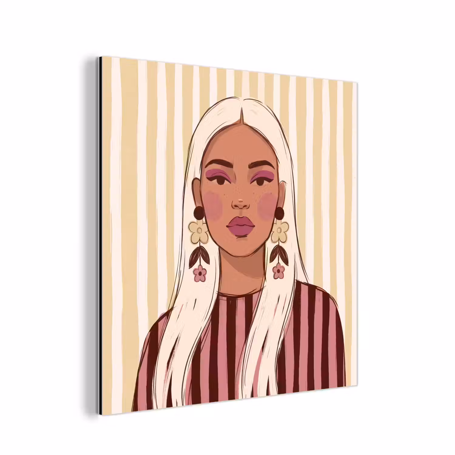 Vrouw - Portret - Illustratie - Modern - Roze aluminium wit klein -3d