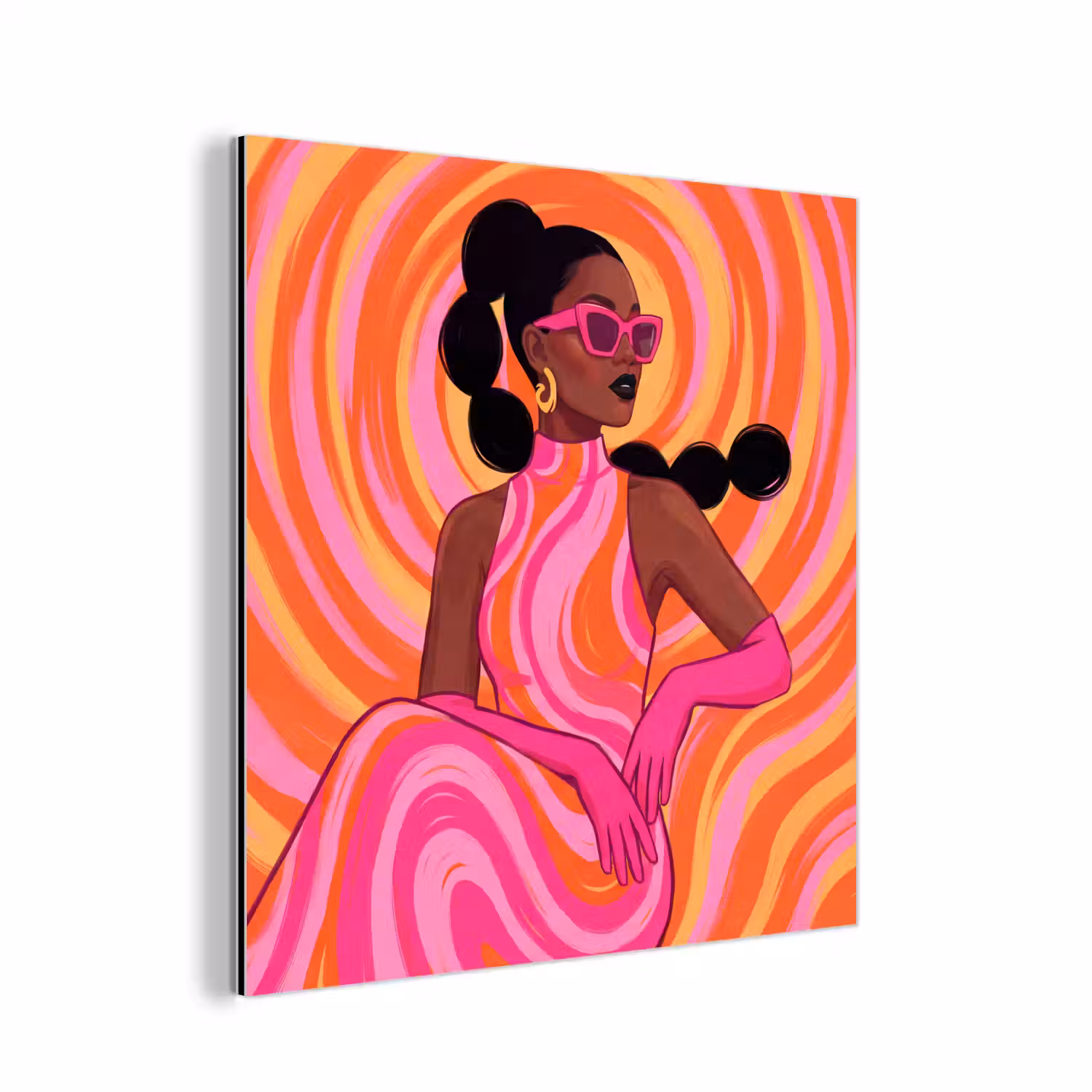 Vrouw - Portret - Kunst - Abstract - Roze aluminium wit klein -3d
