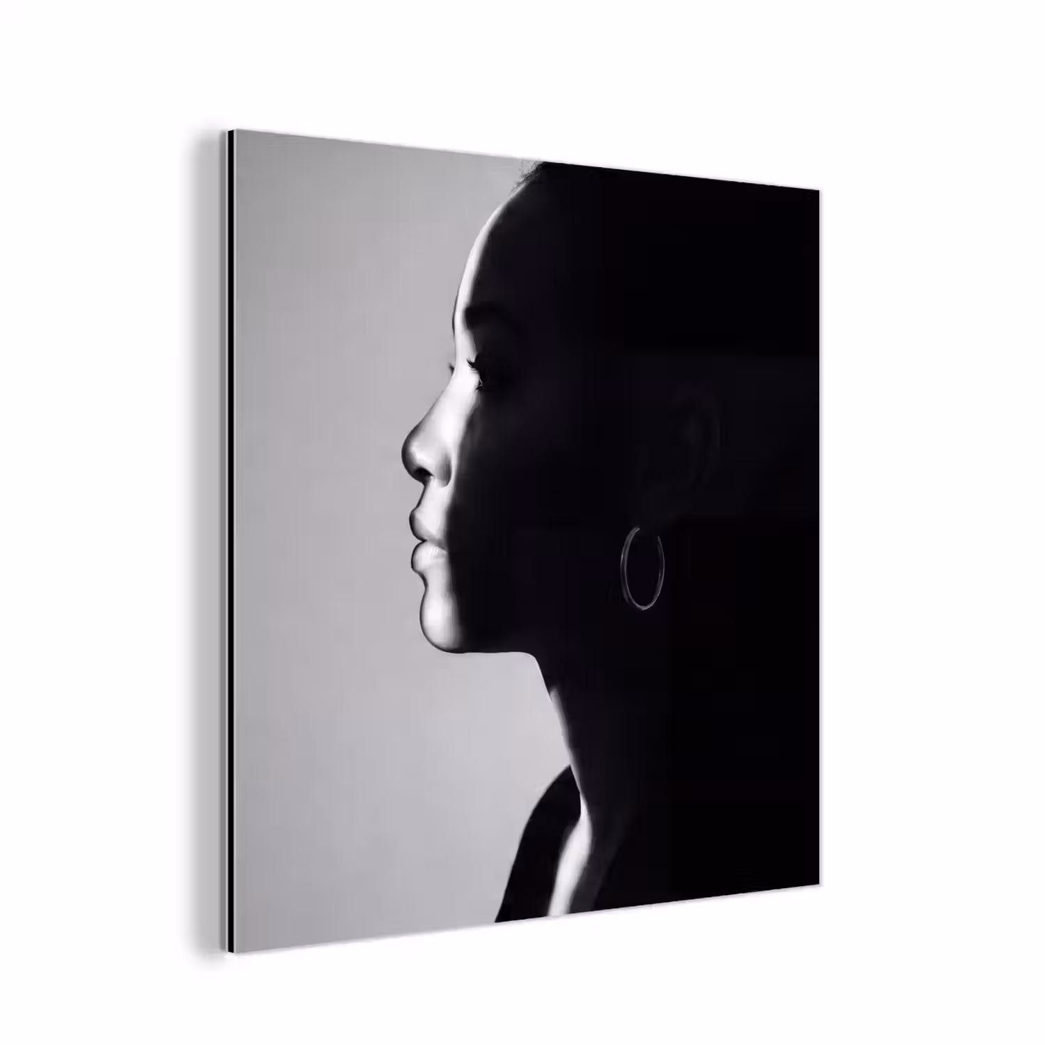 Vrouw - Profiel - Mensen - Zwart-wit aluminium wit klein -3d