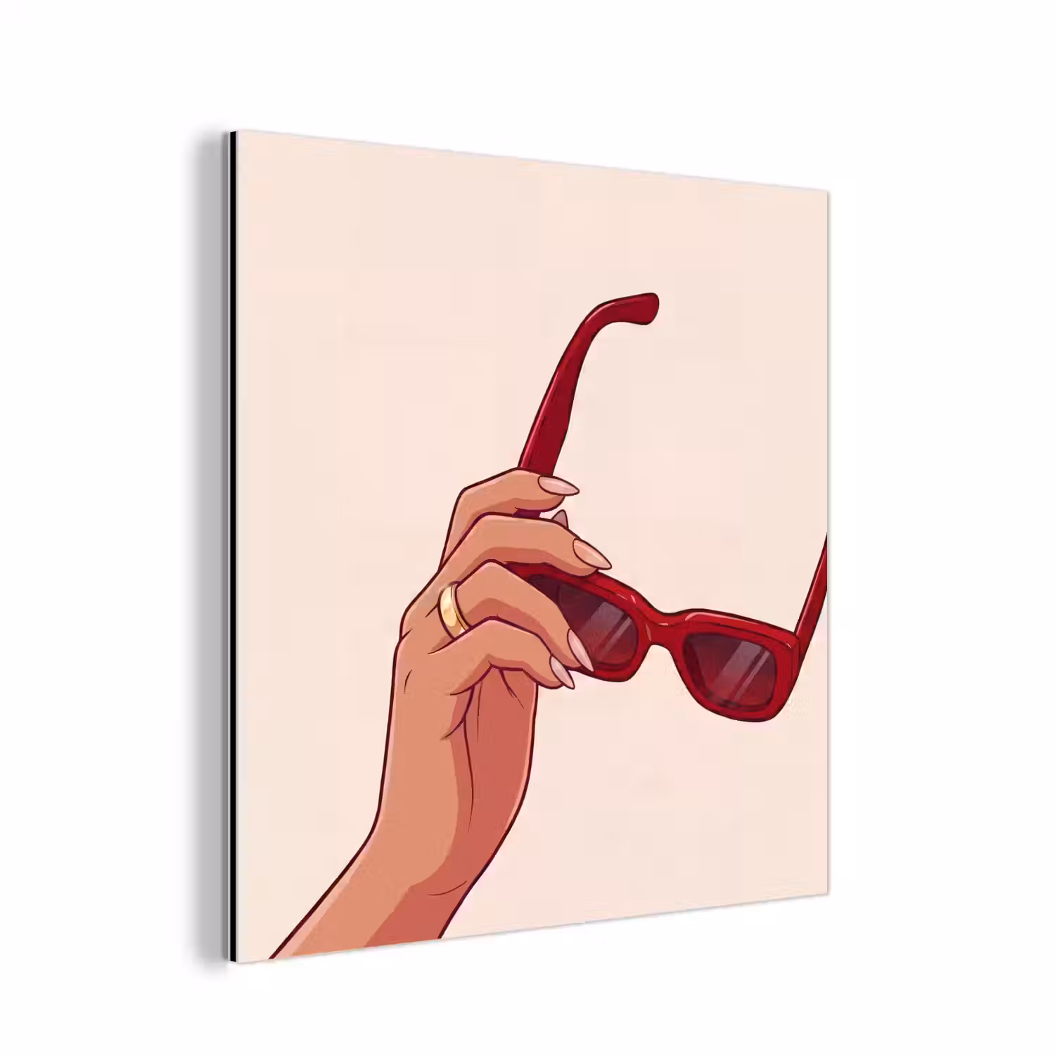 Vrouw - Zonnebril - Mode - Rood - Illustratie aluminium wit klein -3d