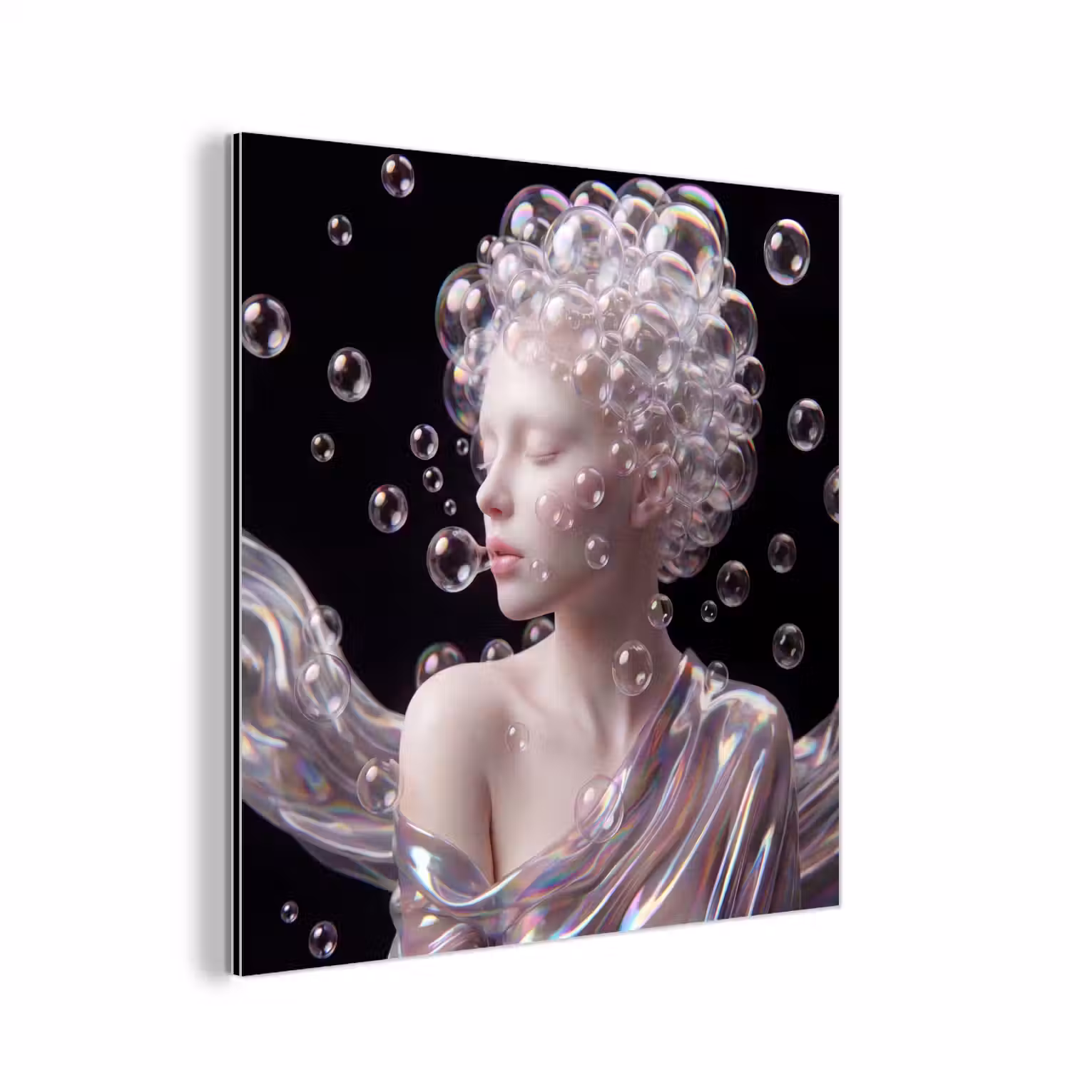 Vrouw - Bellen - Abstract - Kleurrijk aluminium wit klein -3d