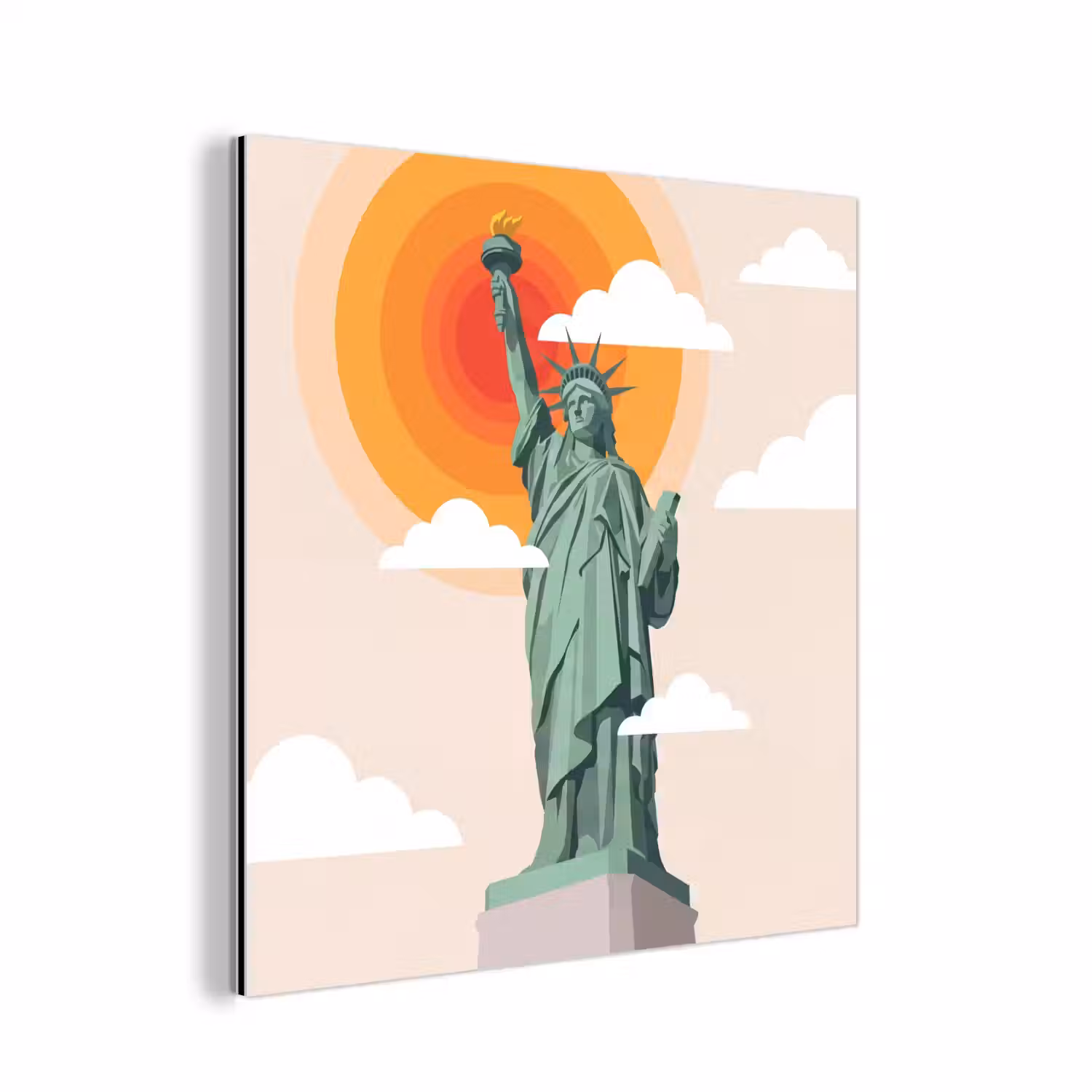 Vrijheidsbeeld - New York - Zon - Modern aluminium wit klein -3d